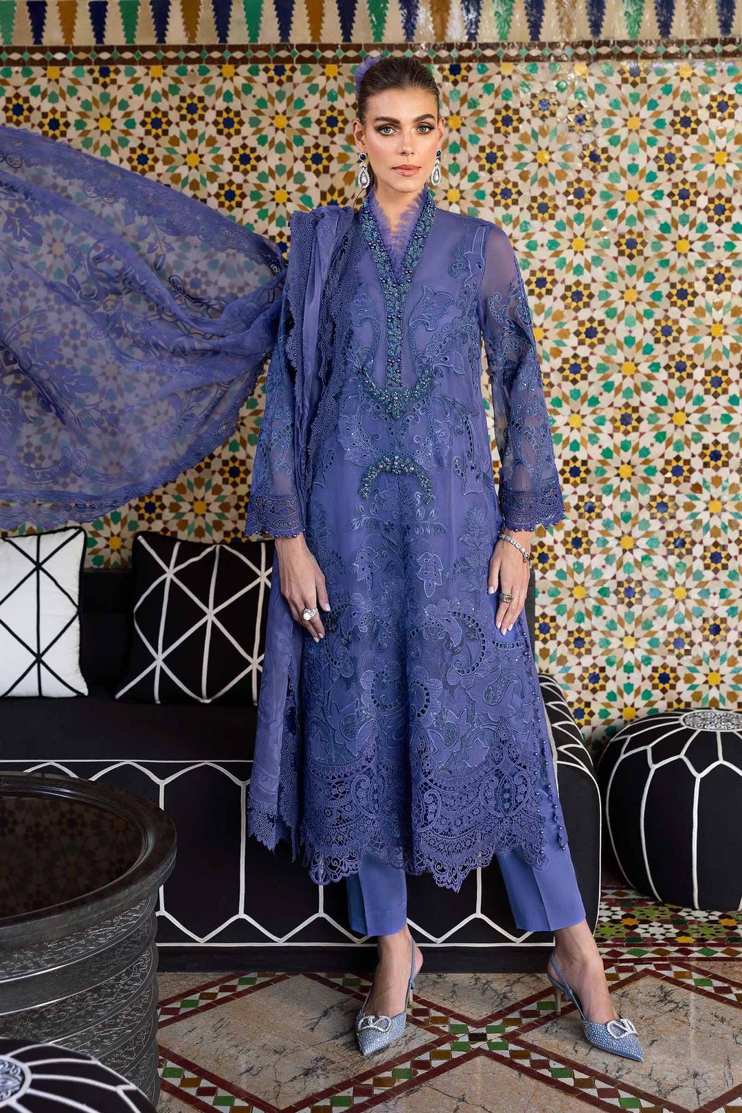 Maria B D-2506-B style reference, Violet Organza Suit, view 2