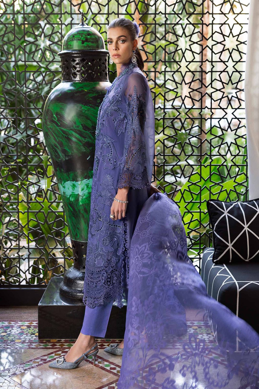 Maria B D-2506-B style reference, Violet Organza Suit, view 3