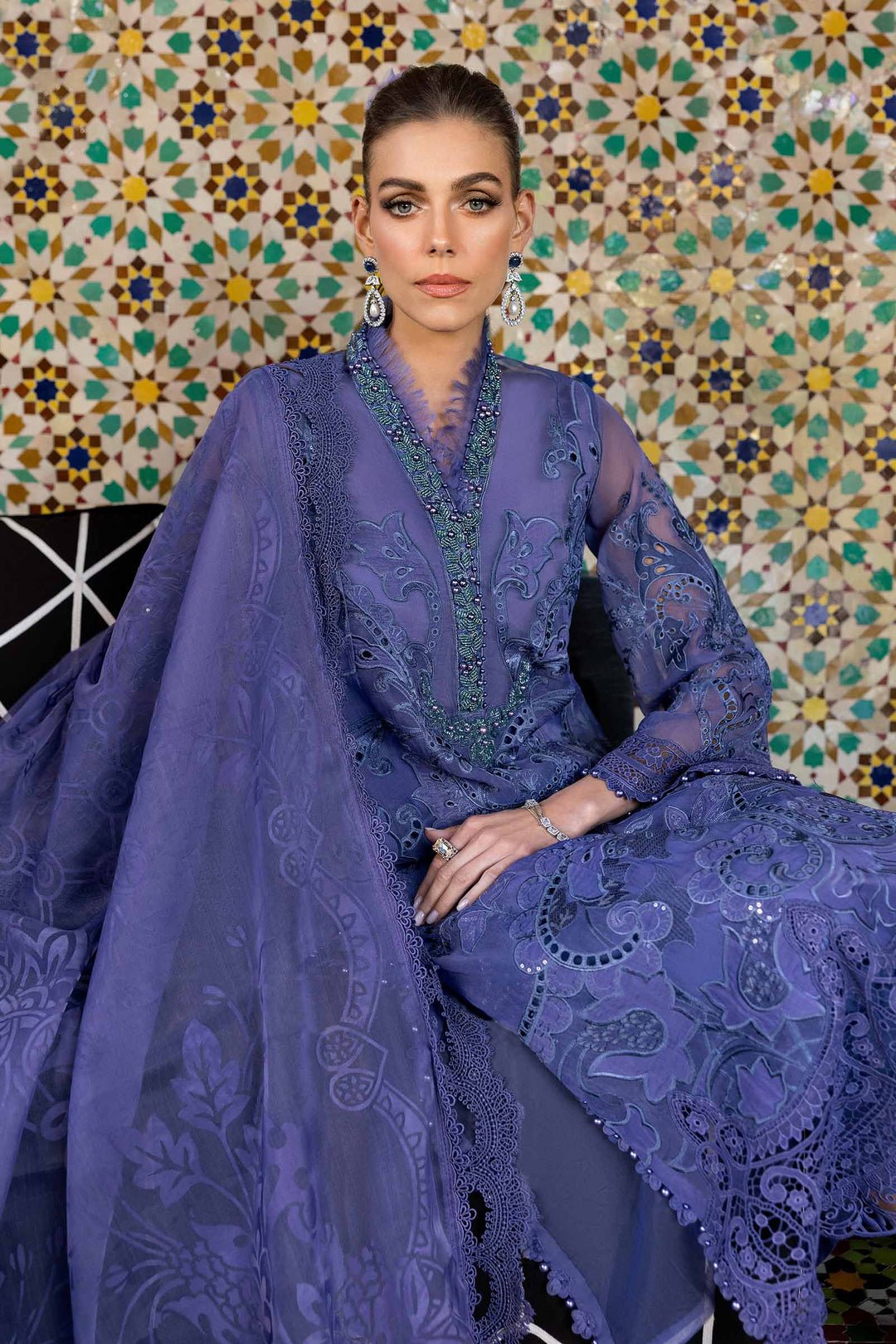 Maria B D-2506-B style reference, Violet Organza Suit, view 5