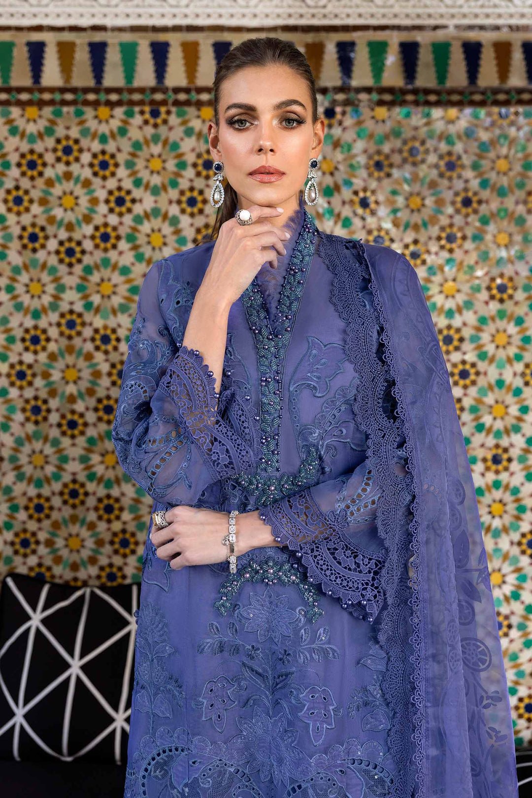 Maria B D-2506-B style reference, Violet Organza Suit, view 6