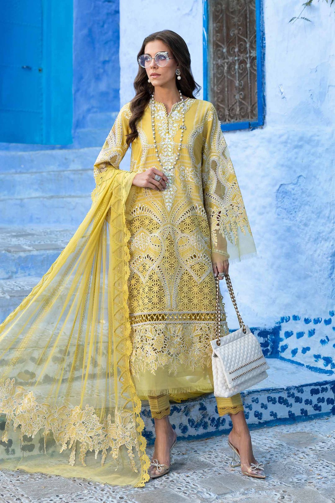 Maria B D-2512-A style reference, Lime Yellow Lawn Suit, view 1