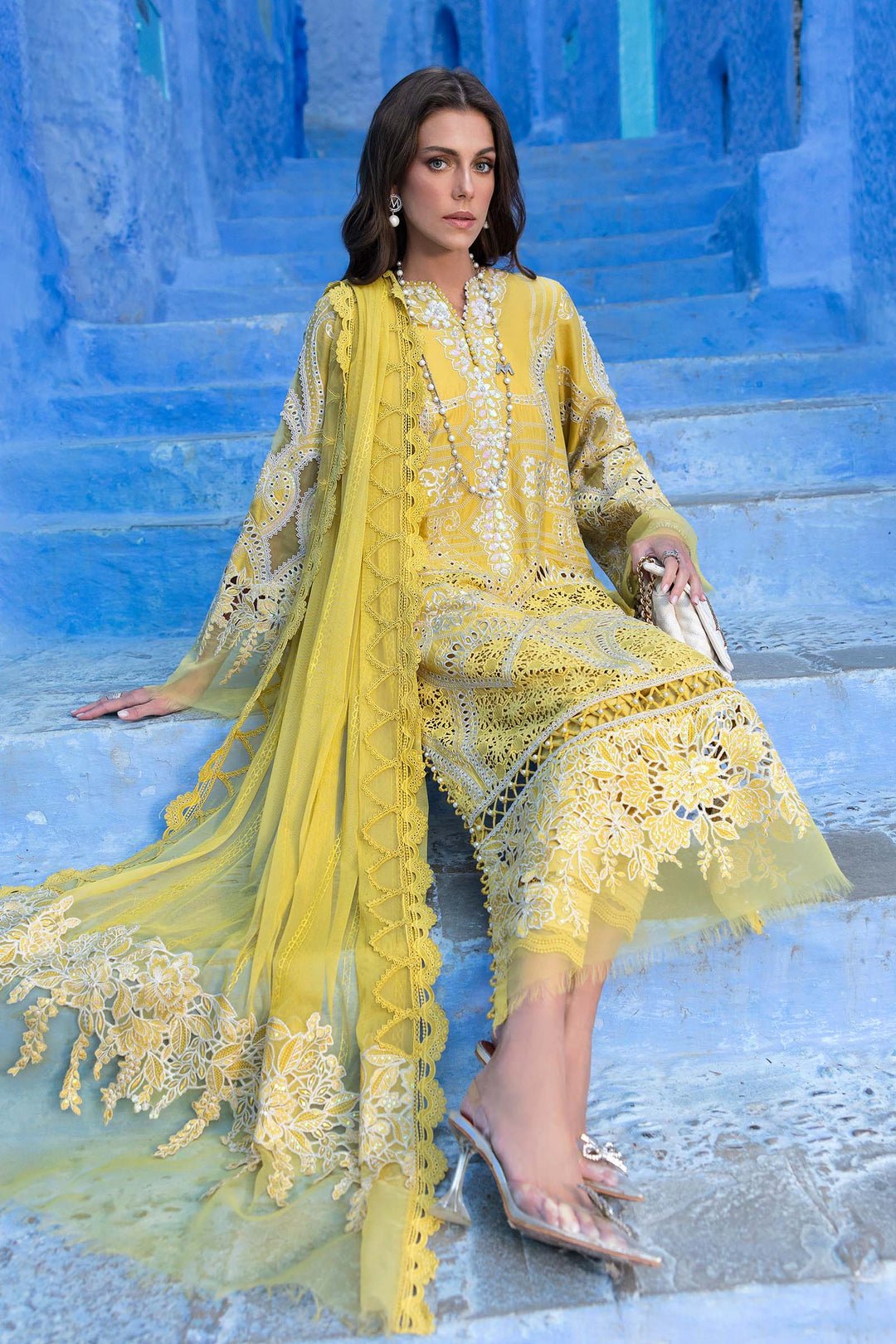 Maria B D-2512-A style reference, Lime Yellow Lawn Suit, view 2