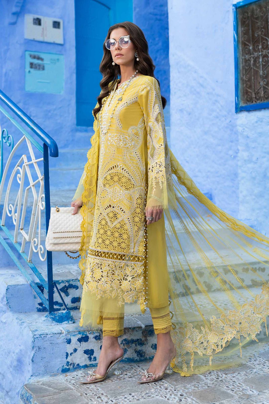 Maria B D-2512-A style reference, Lime Yellow Lawn Suit, view 3