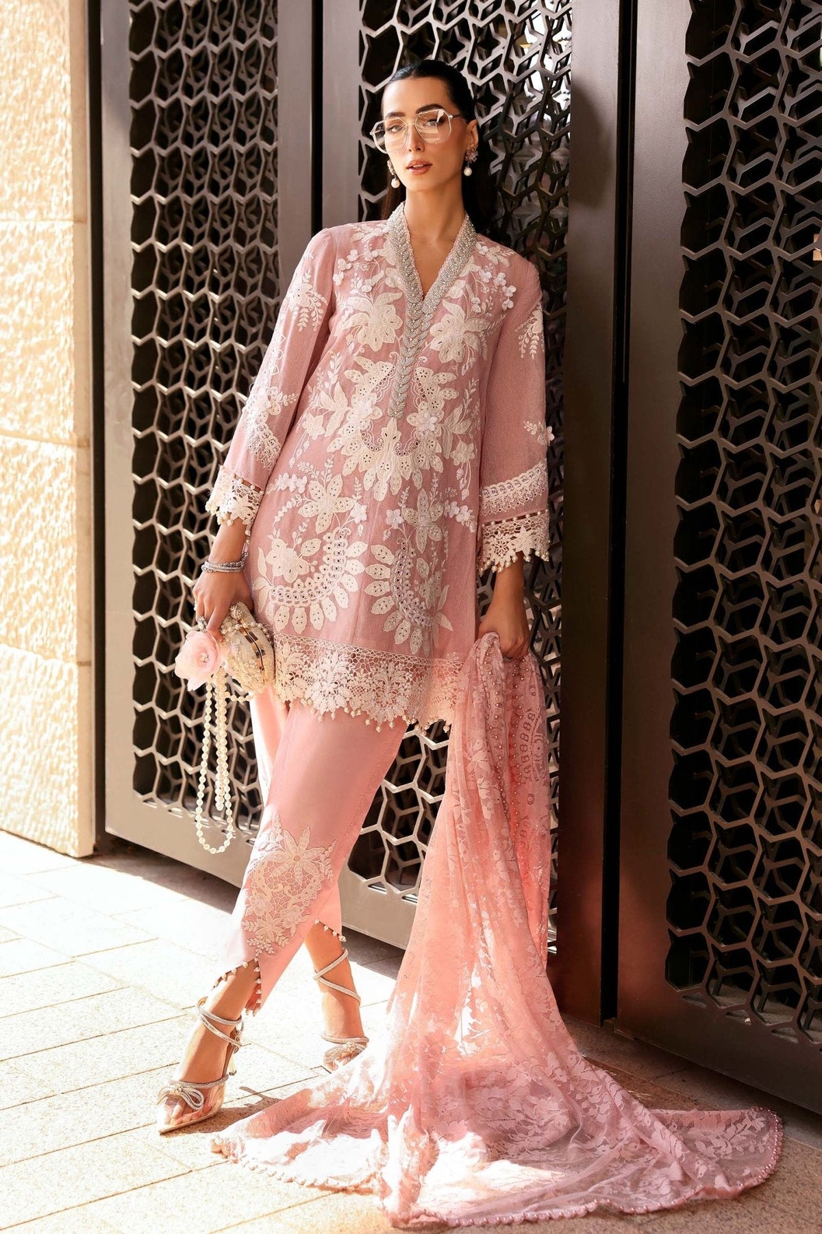 Maria B D-2603-A style reference, Pastel Pink Lawn Suit, view 2