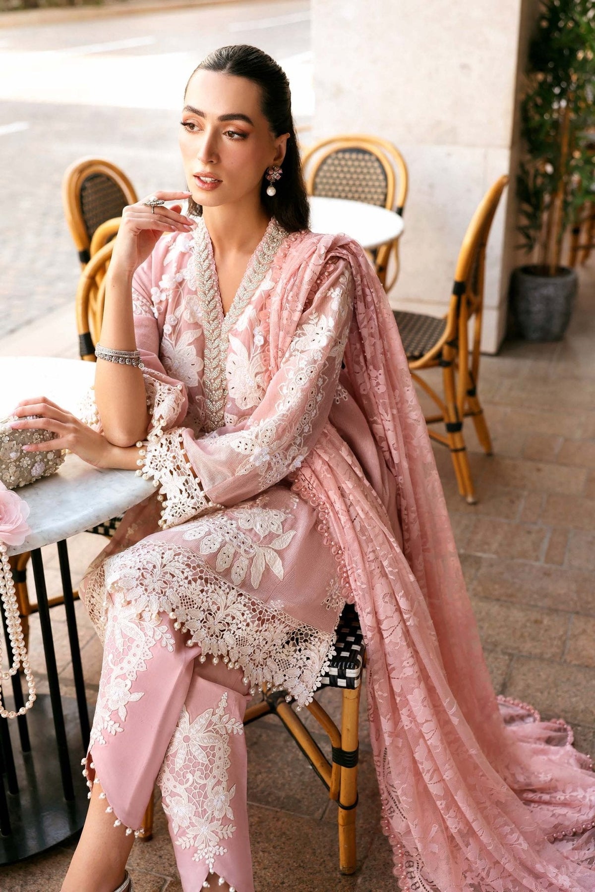 Maria B D-2603-A style reference, Pastel Pink Lawn Suit, view 3