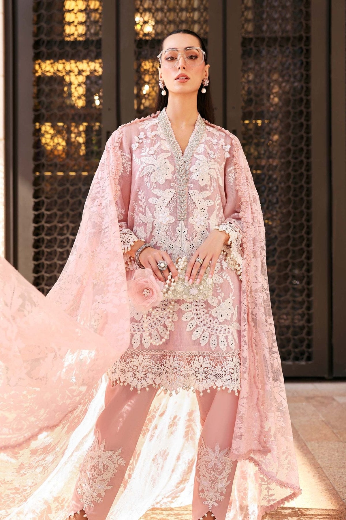 Maria B D-2603-A style reference, Pastel Pink Lawn Suit, view 4