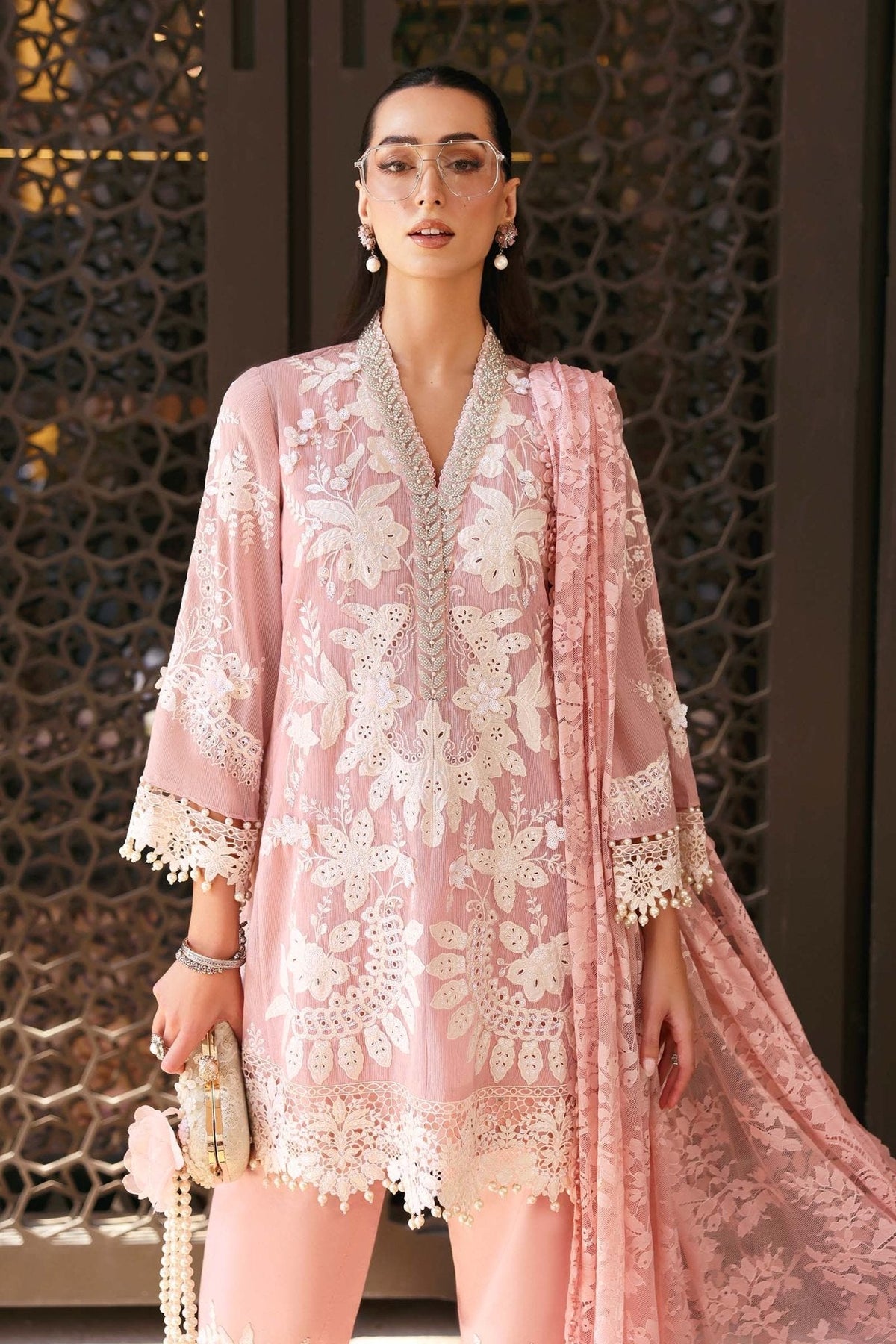Maria B D-2603-A style reference, Pastel Pink Lawn Suit, view 5