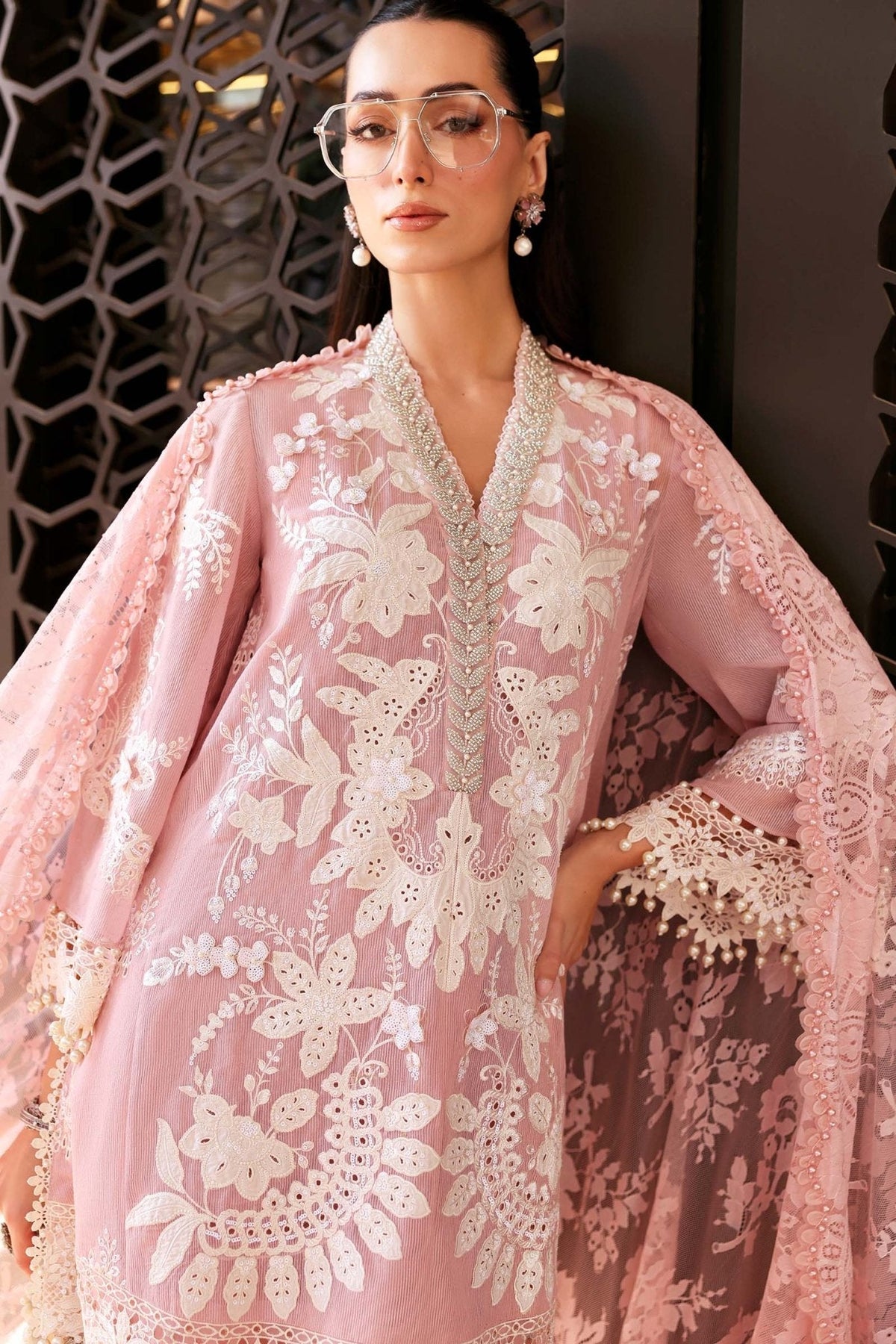 Maria B D-2603-A style reference, Pastel Pink Lawn Suit, view 6