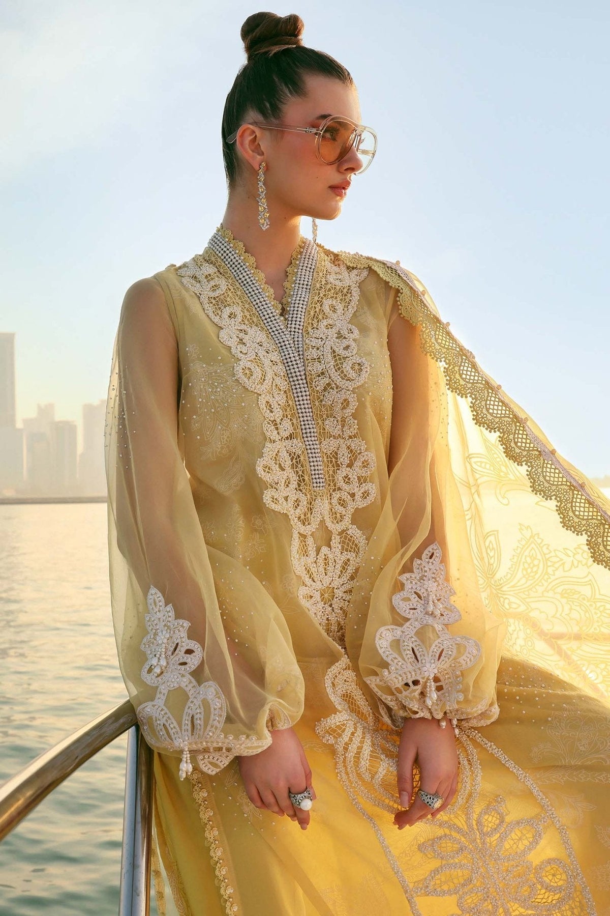 Maria B D-2604-A style reference, Butter Yellow Lawn Suit, view 5