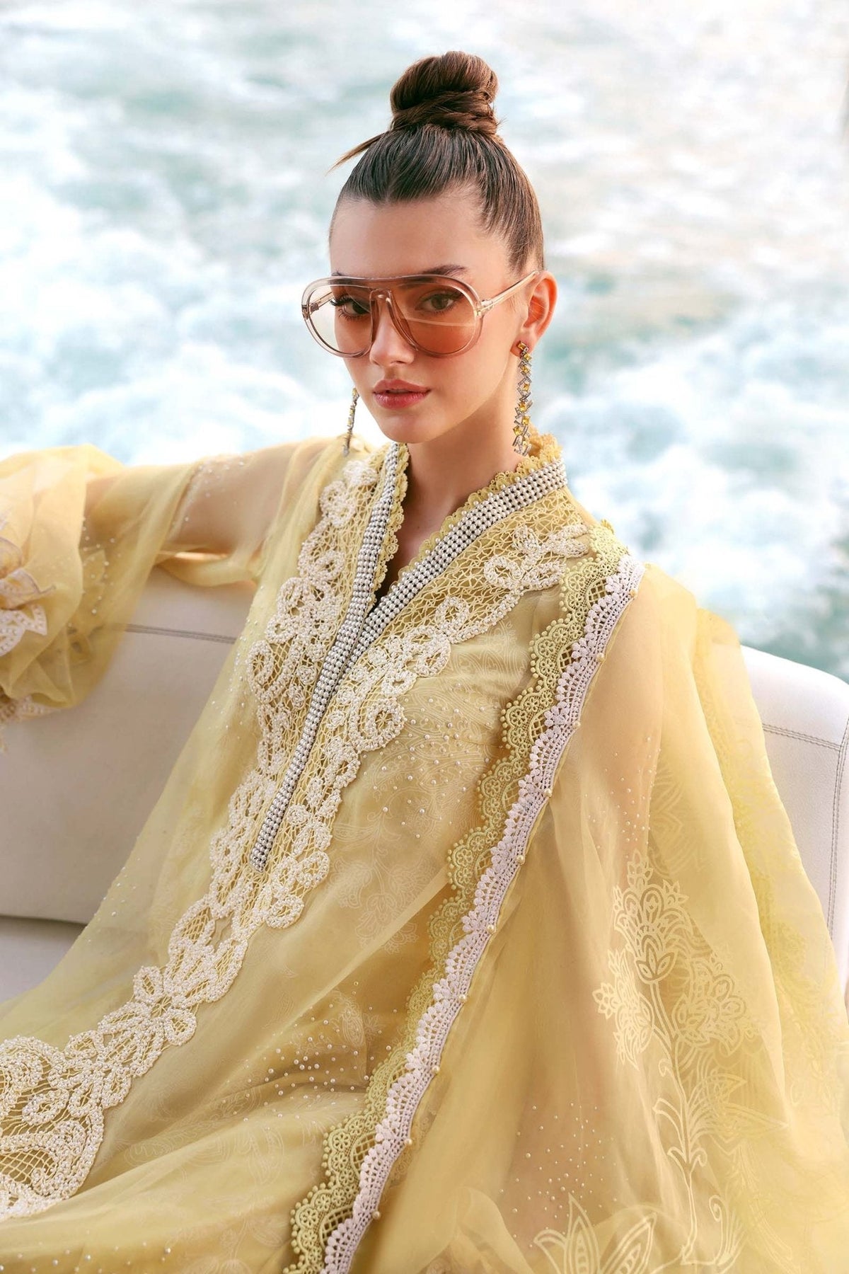 Maria B D-2604-A style reference, Butter Yellow Lawn Suit, view 7