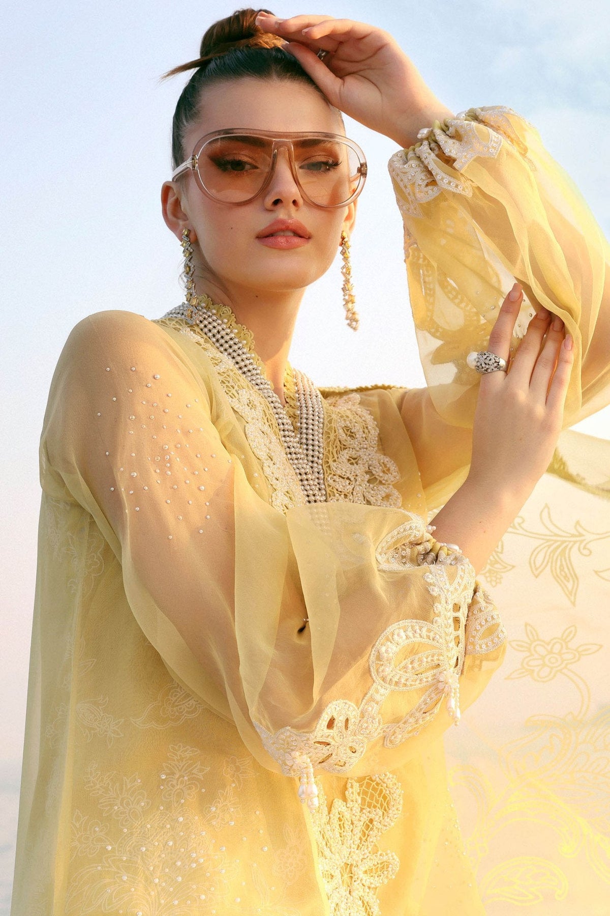 Maria B D-2604-A style reference, Butter Yellow Lawn Suit, view 8
