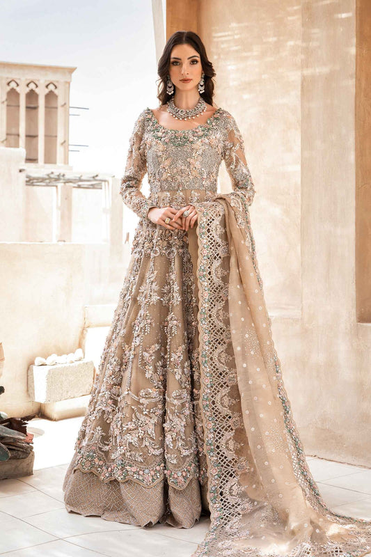 Maria B EX-151 Lunara nude peach organza gown front