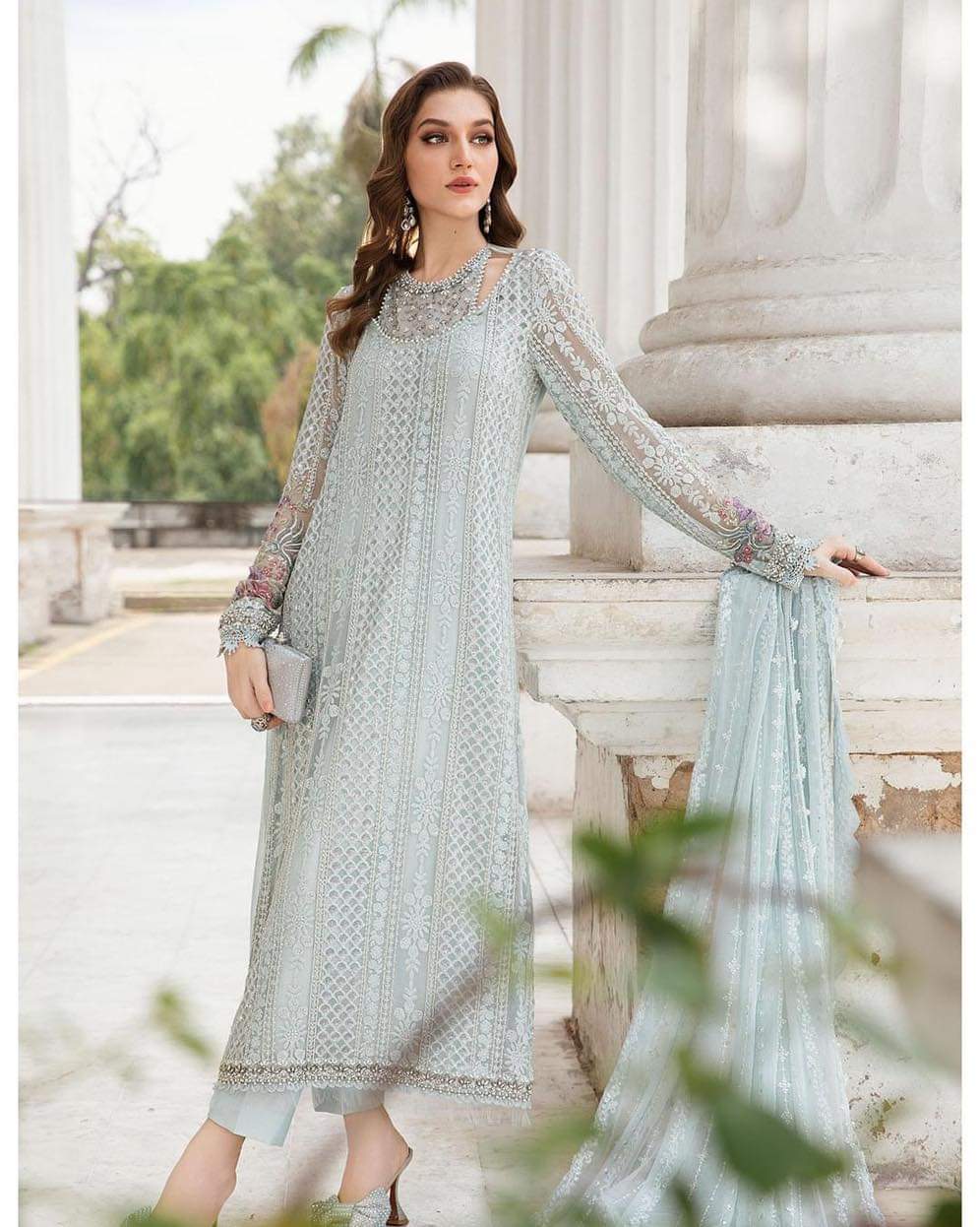 Maria B MPC-24-103 style reference, Ice Blue Chiffon Suit, view 1
