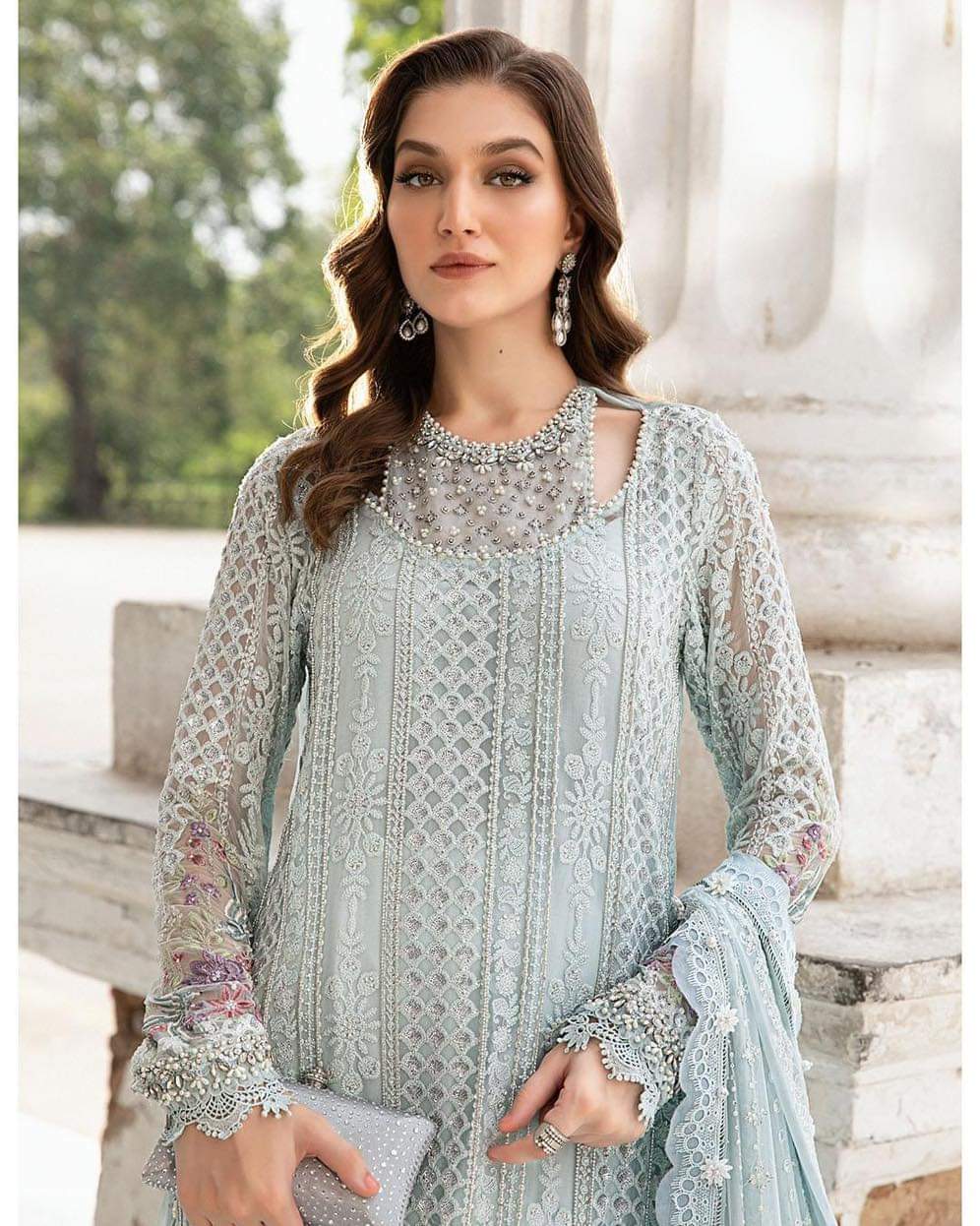 Maria B MPC-24-103 style reference, Ice Blue Chiffon Suit, view 2