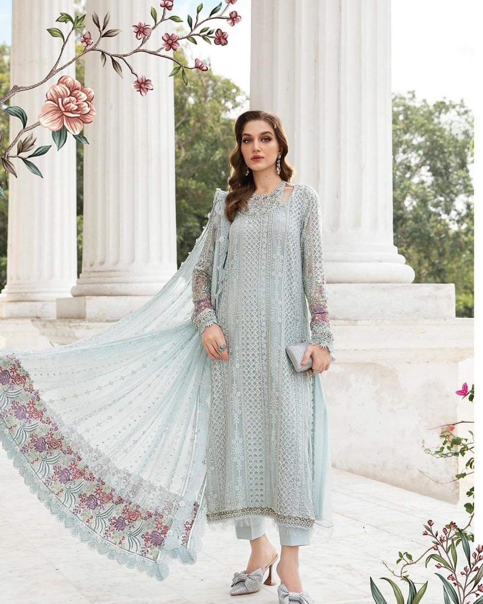 Maria B MPC-24-103 style reference, Ice Blue Chiffon Suit, view 3
