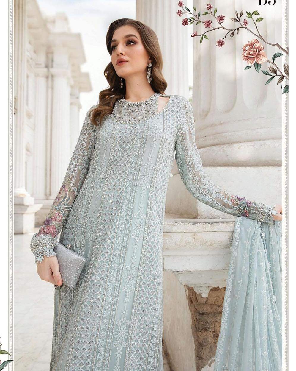 Maria B MPC-24-103 style reference, Ice Blue Chiffon Suit, view 4