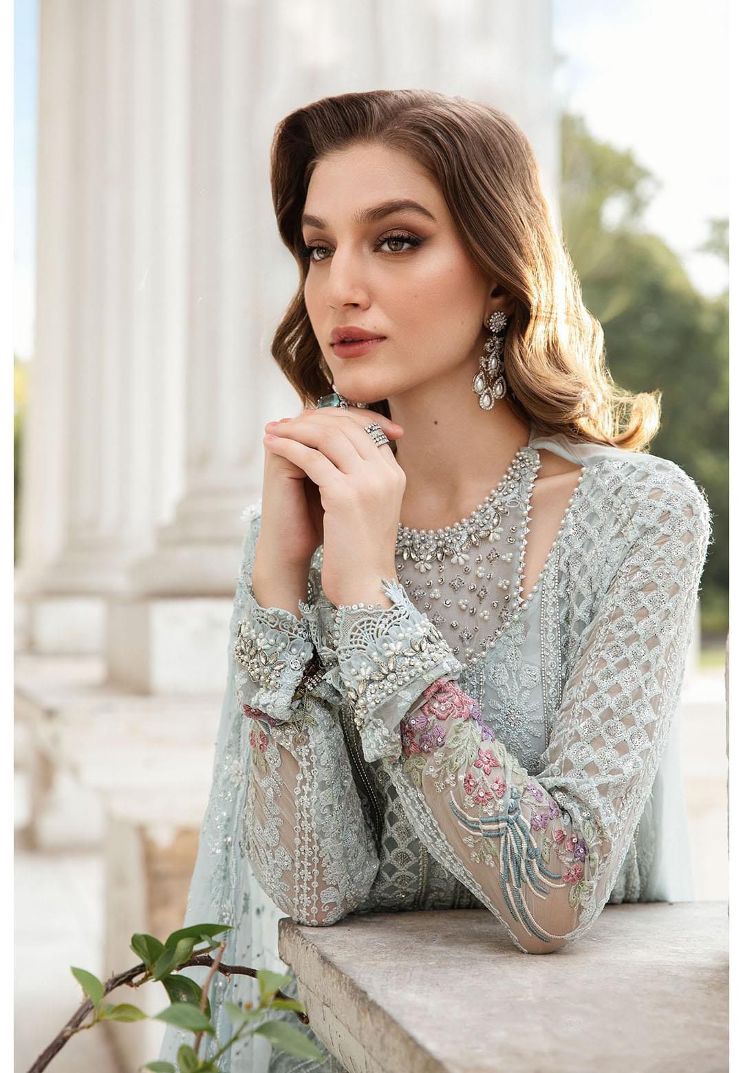 Maria B MPC-24-103 style reference, Ice Blue Chiffon Suit, view 5