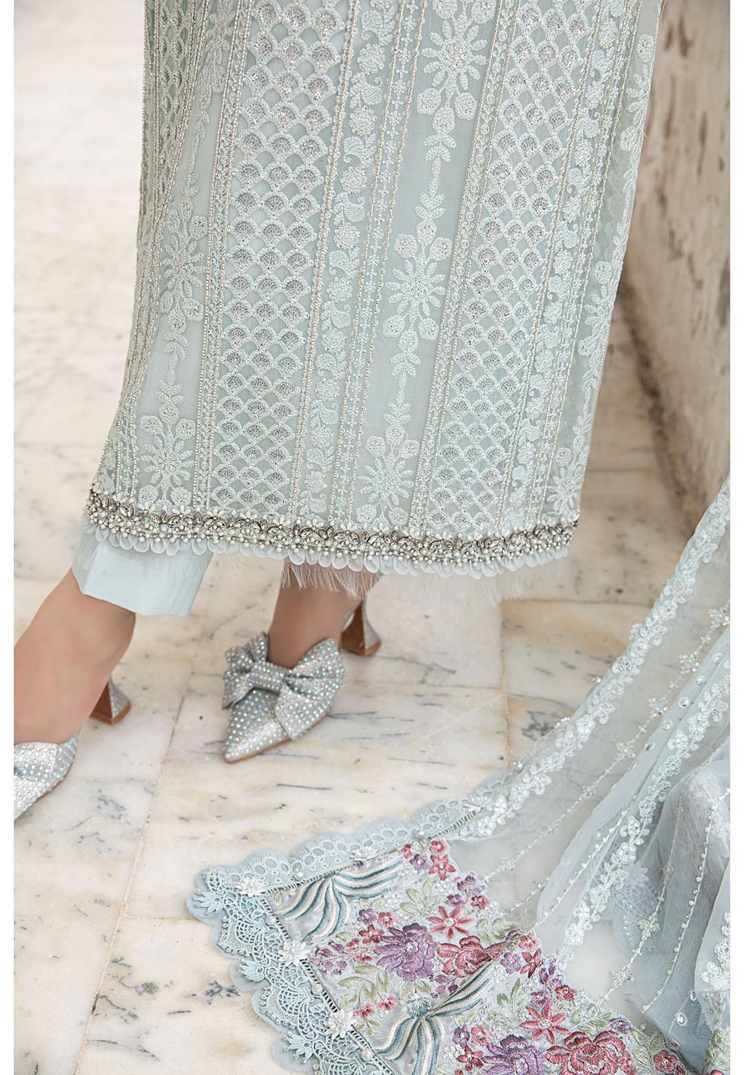 Maria B MPC-24-103 style reference, Ice Blue Chiffon Suit, view 7