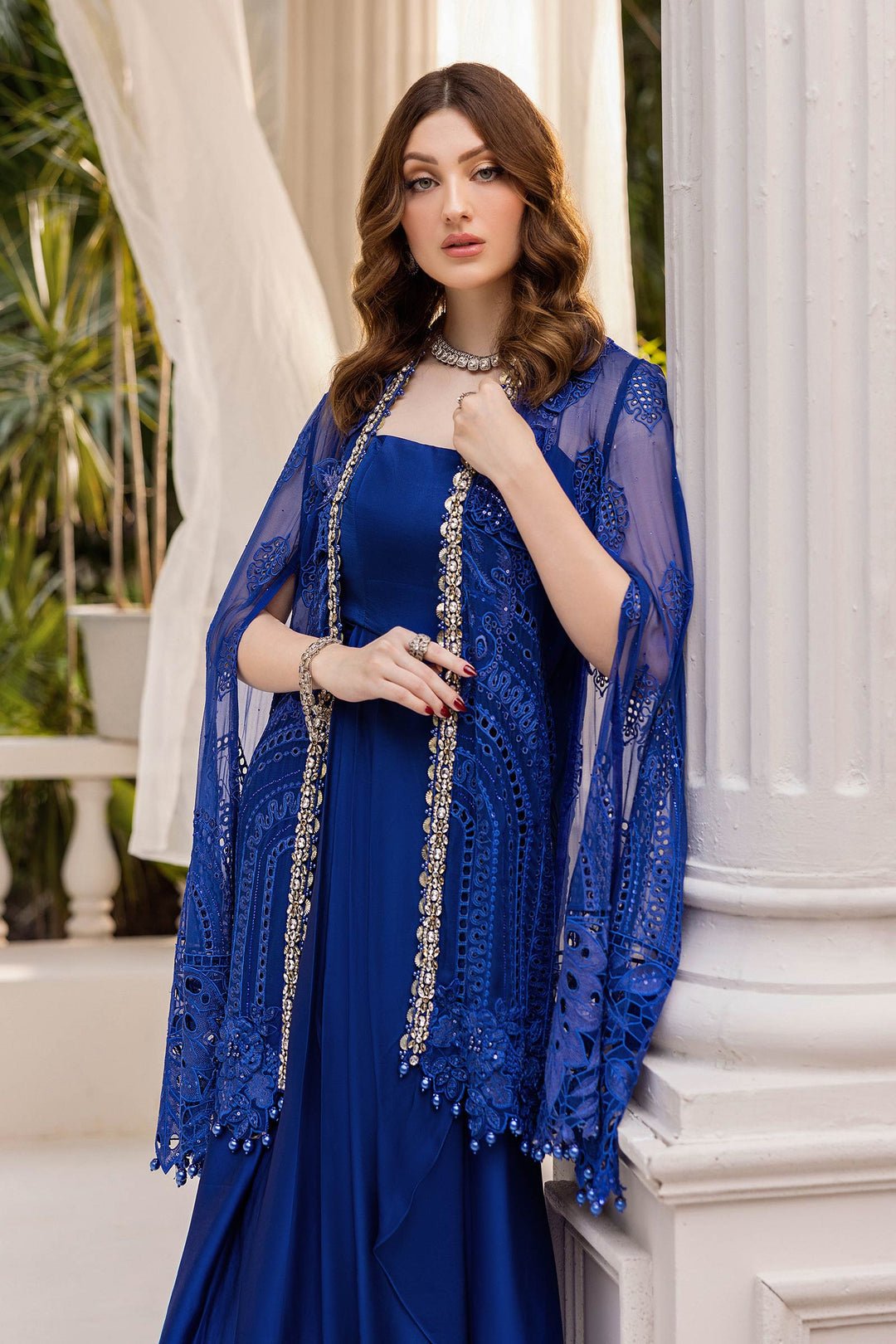 Maria B MPC-25-103 style reference, Cobalt Blue Chiffon Suit, view 12