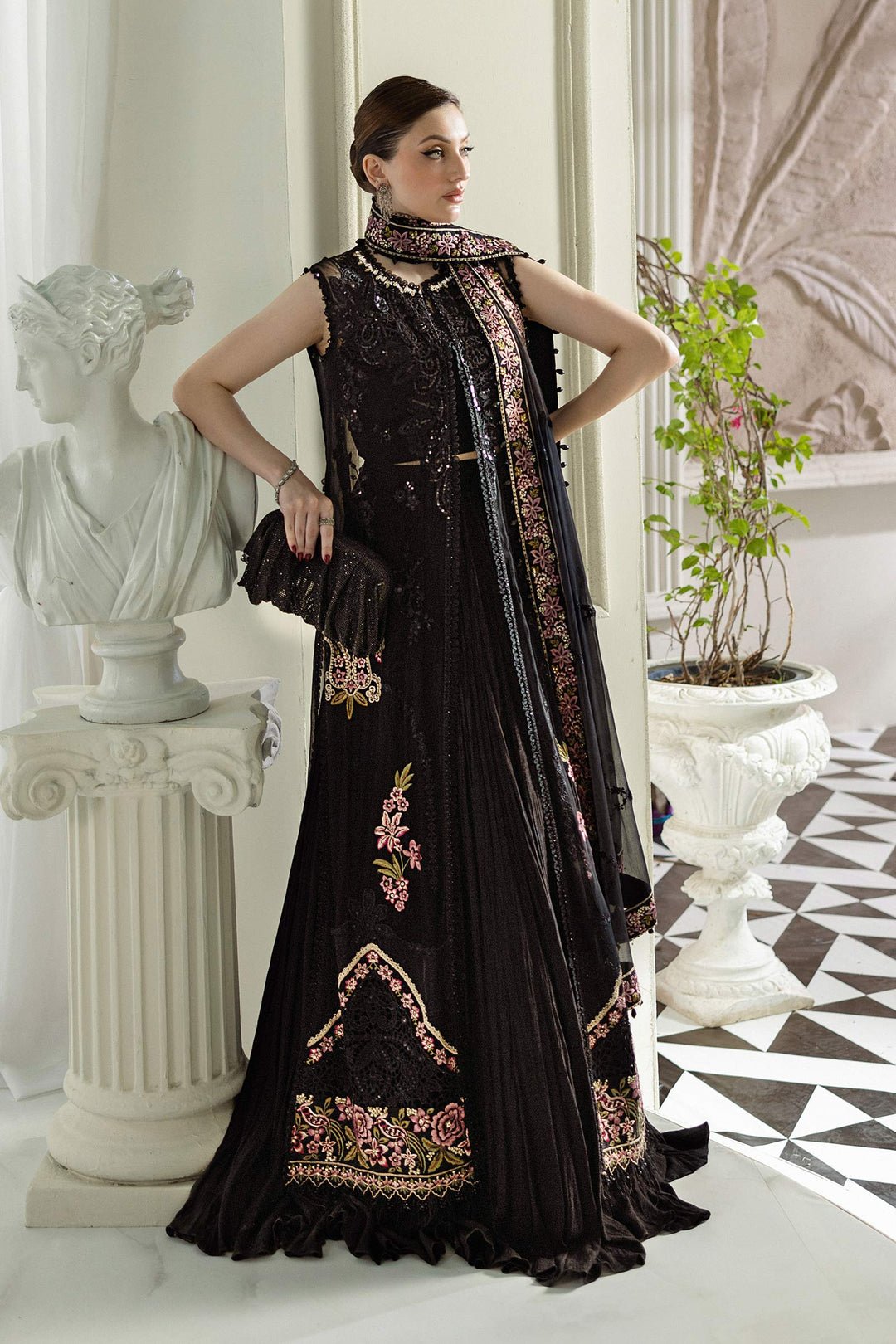 Maria B MPC-25-104 style reference, Black Chiffon Suit, view 4