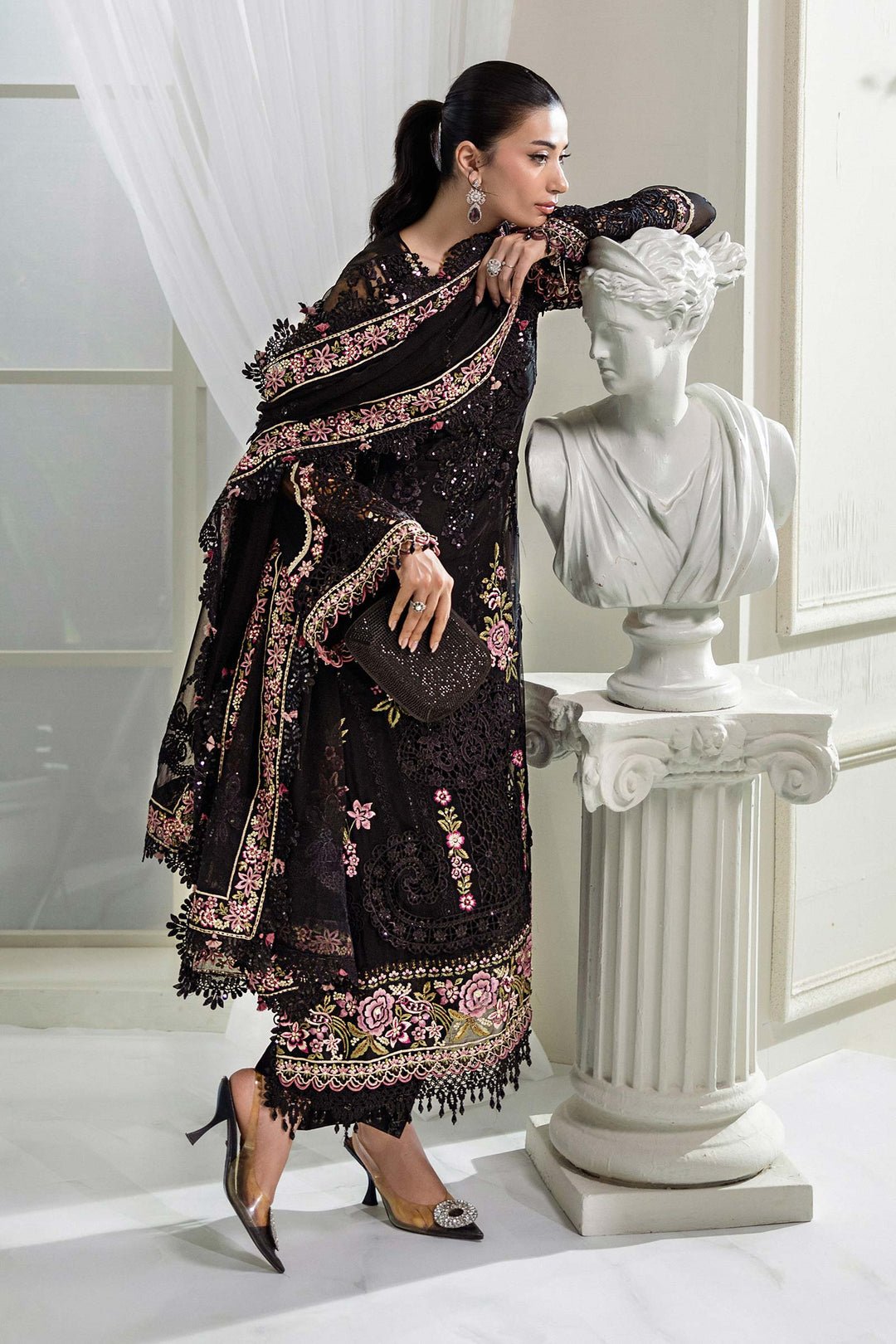 Maria B MPC-25-104 style reference, Black Chiffon Suit, view 5