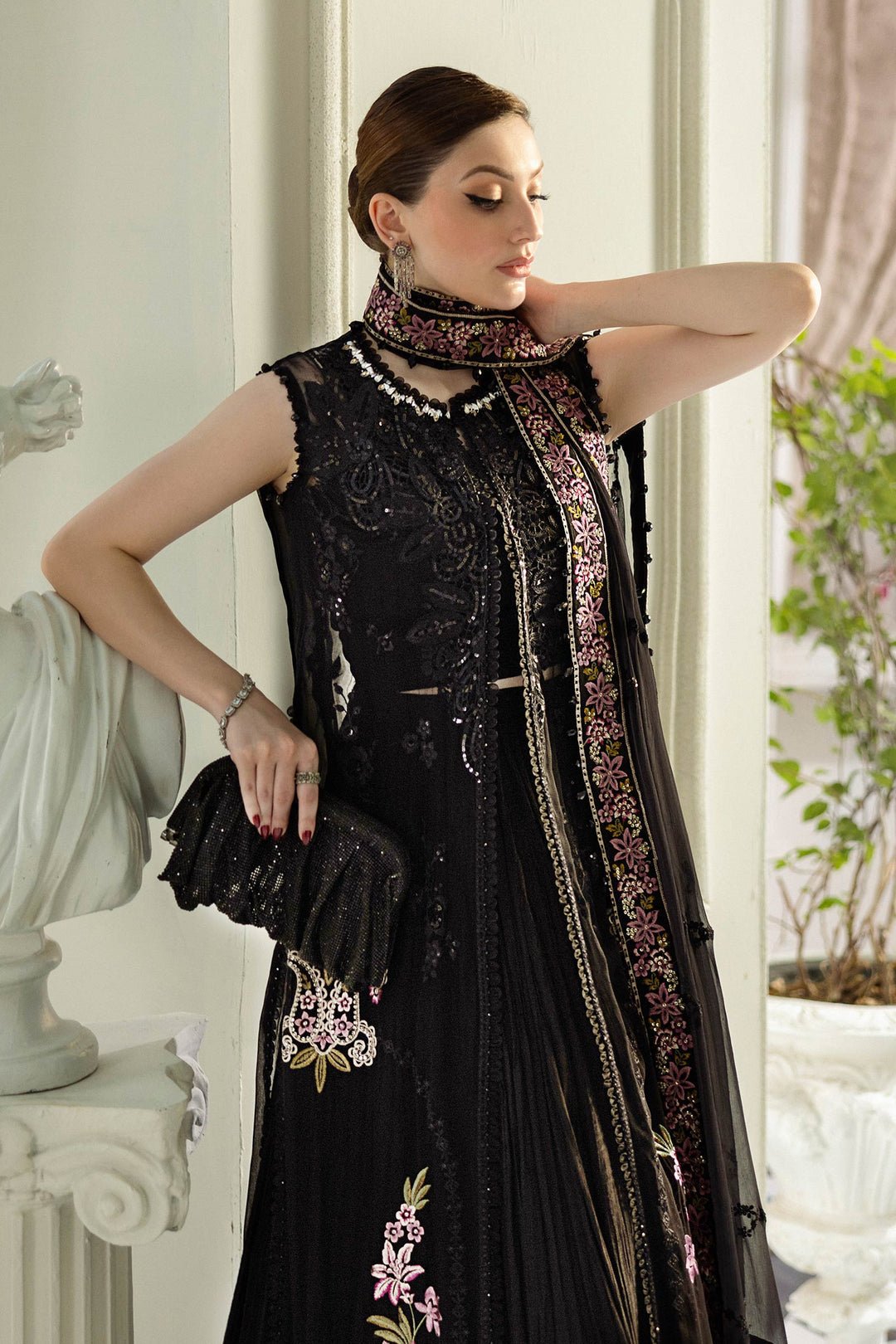 Maria B MPC-25-104 style reference, Black Chiffon Suit, view 8