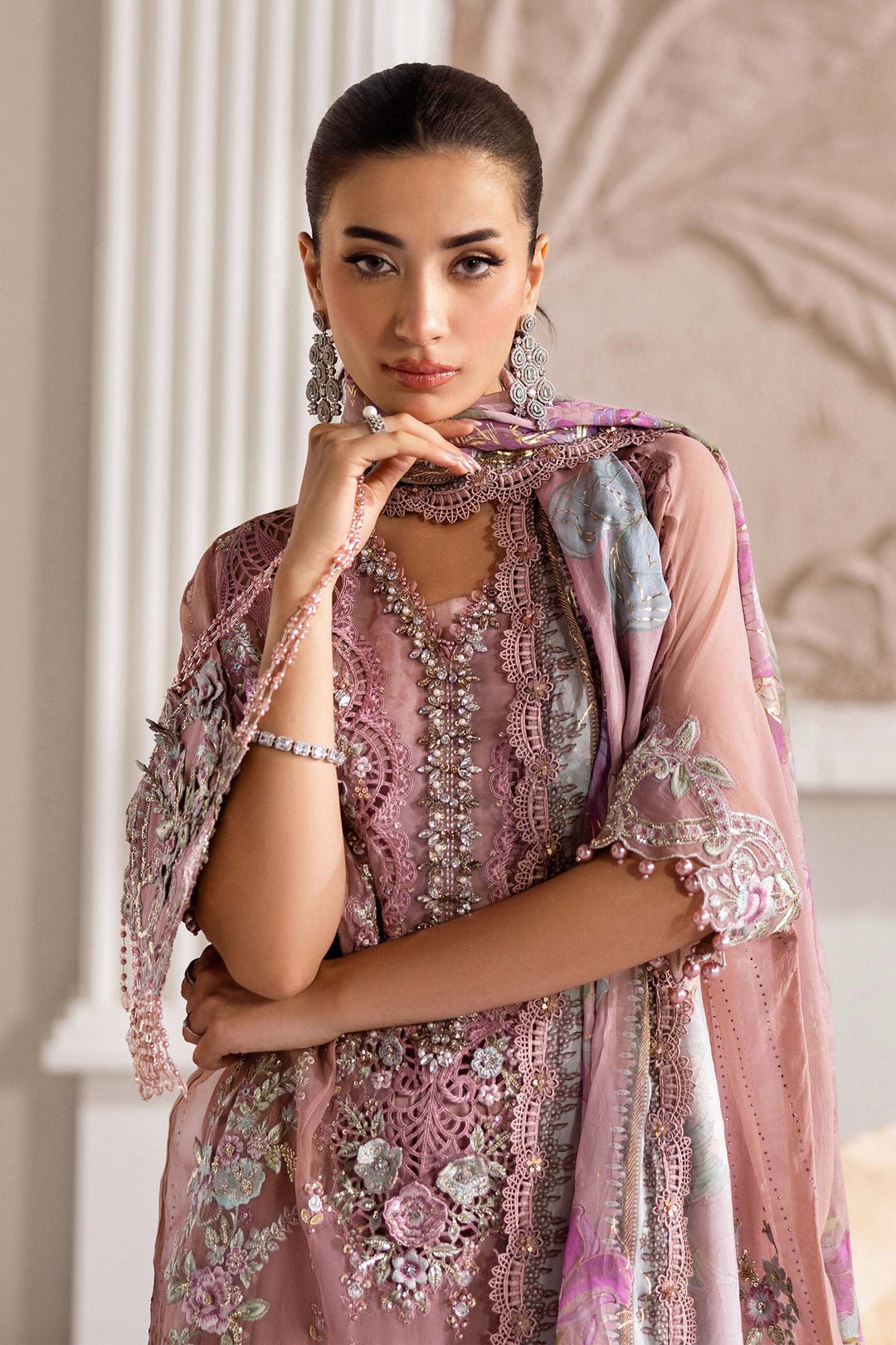 Maria B MPC-25-105 style reference, Tea Pink Chiffon Suit, view 10