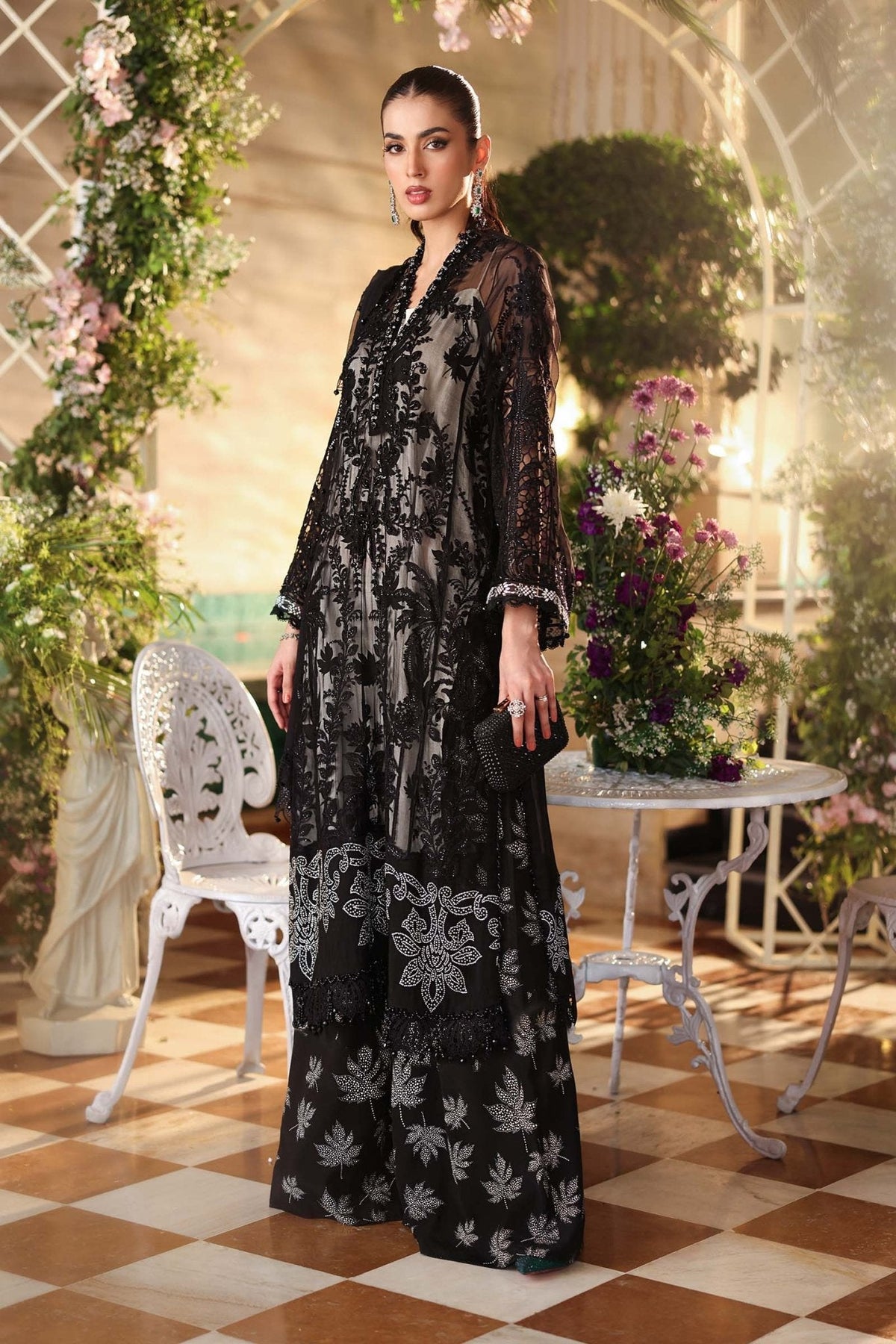 Maria B MPC-26-101 style reference, Black Chiffon Suit, view 3