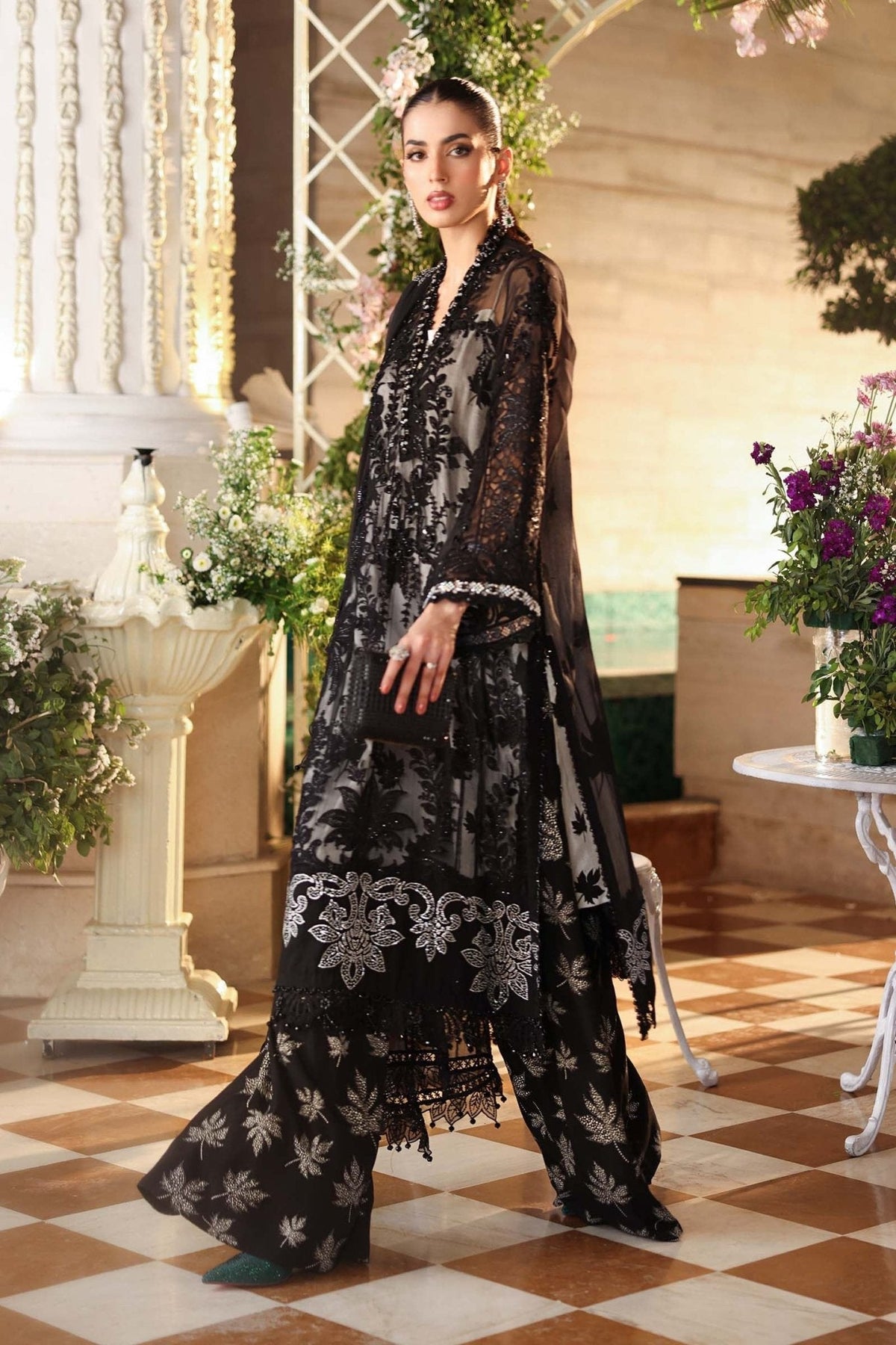 Maria B MPC-26-101 style reference, Black Chiffon Suit, view 4