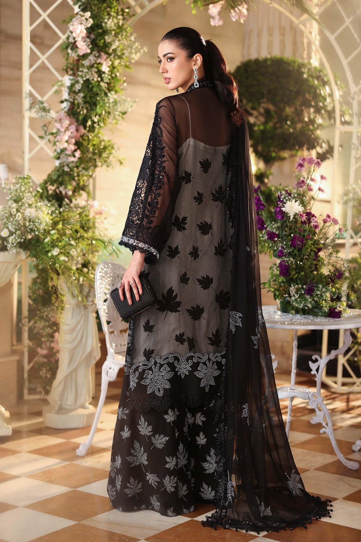 Maria B MPC-26-101 style reference, Black Chiffon Suit, view 5