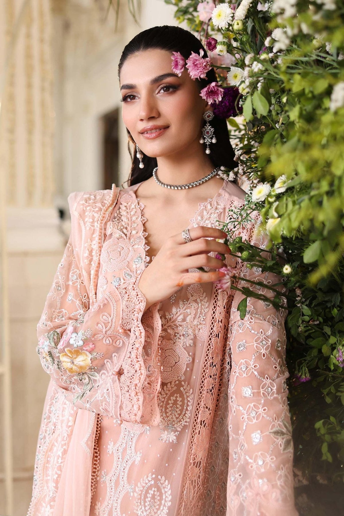 Maria B MPC-26-104 style reference, Peach Pink Chiffon Suit, view 6