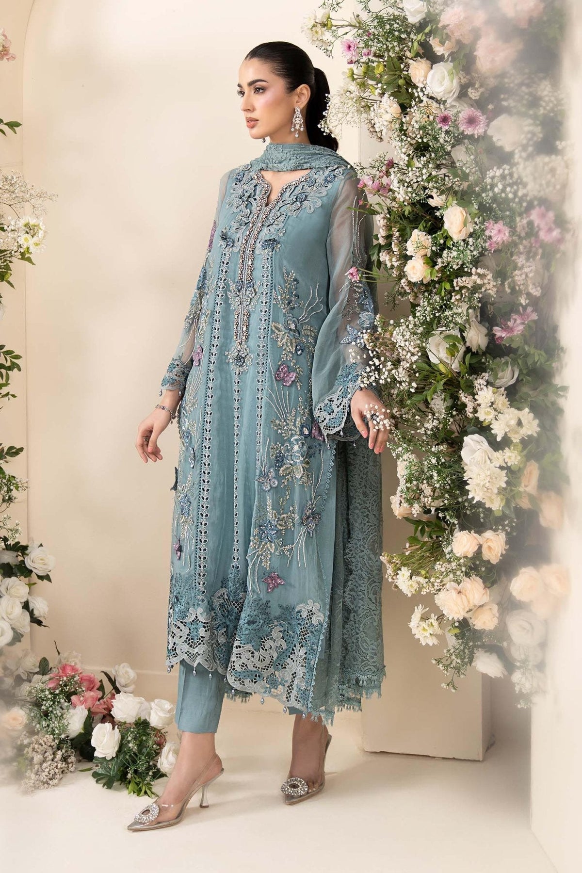 Maria B MPC-26-106 style reference, Slate Blue Chiffon Suit, view 2