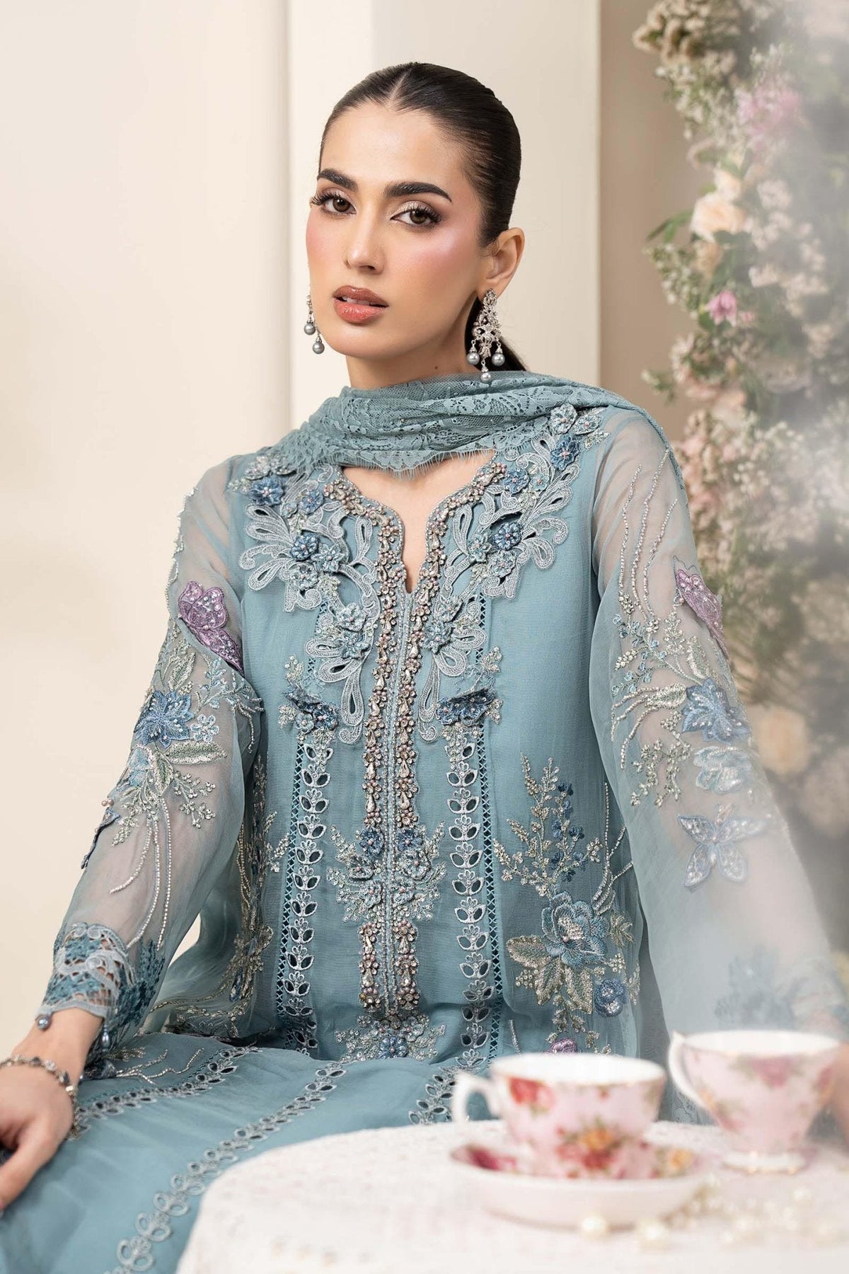 Maria B MPC-26-106 style reference, Slate Blue Chiffon Suit, view 6