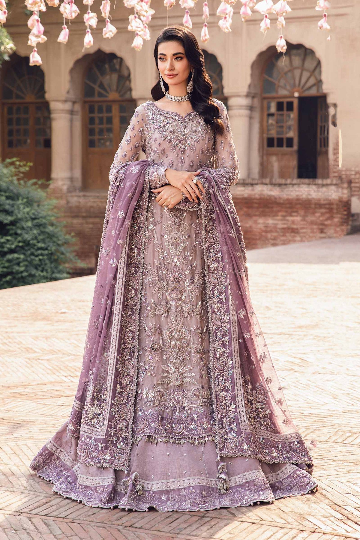 Maria B Pinar style reference, Lilac Lehenga, view 2