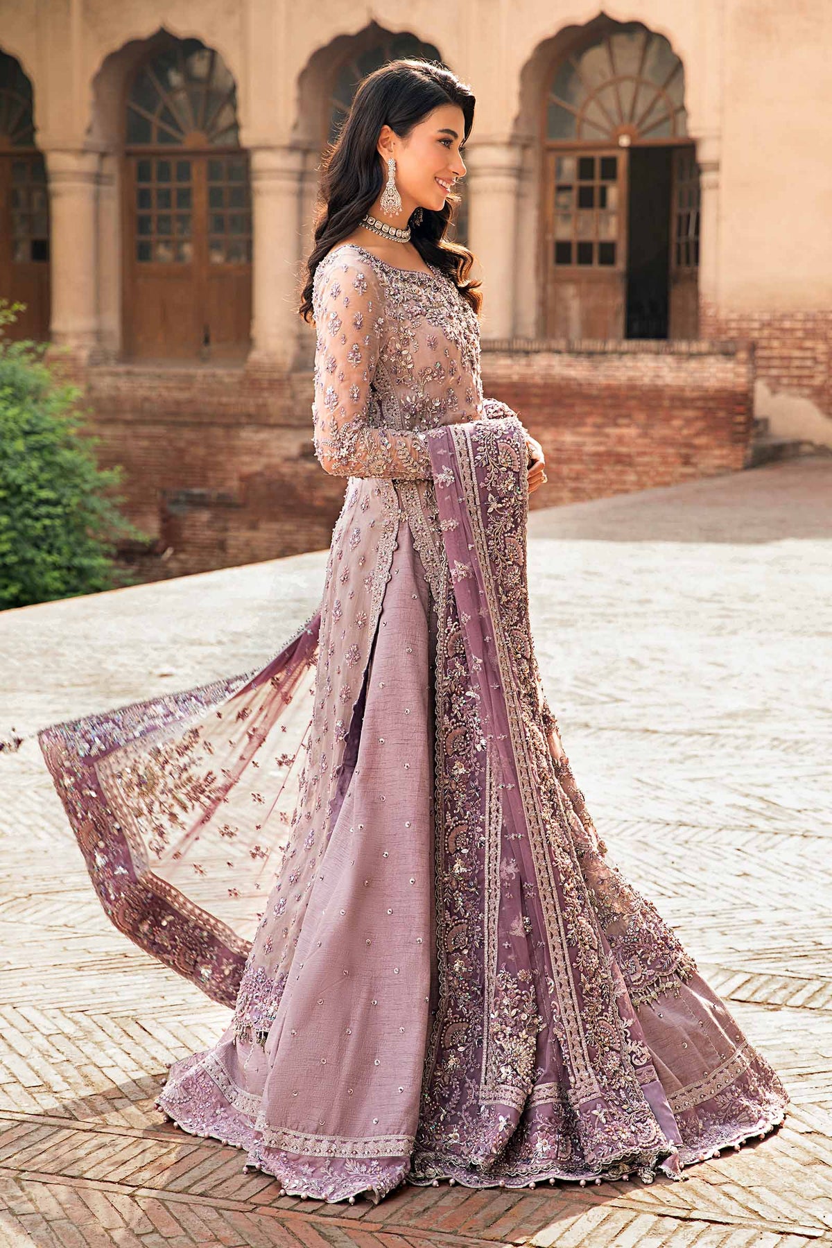 Maria B Pinar style reference, Lilac Lehenga, view 3