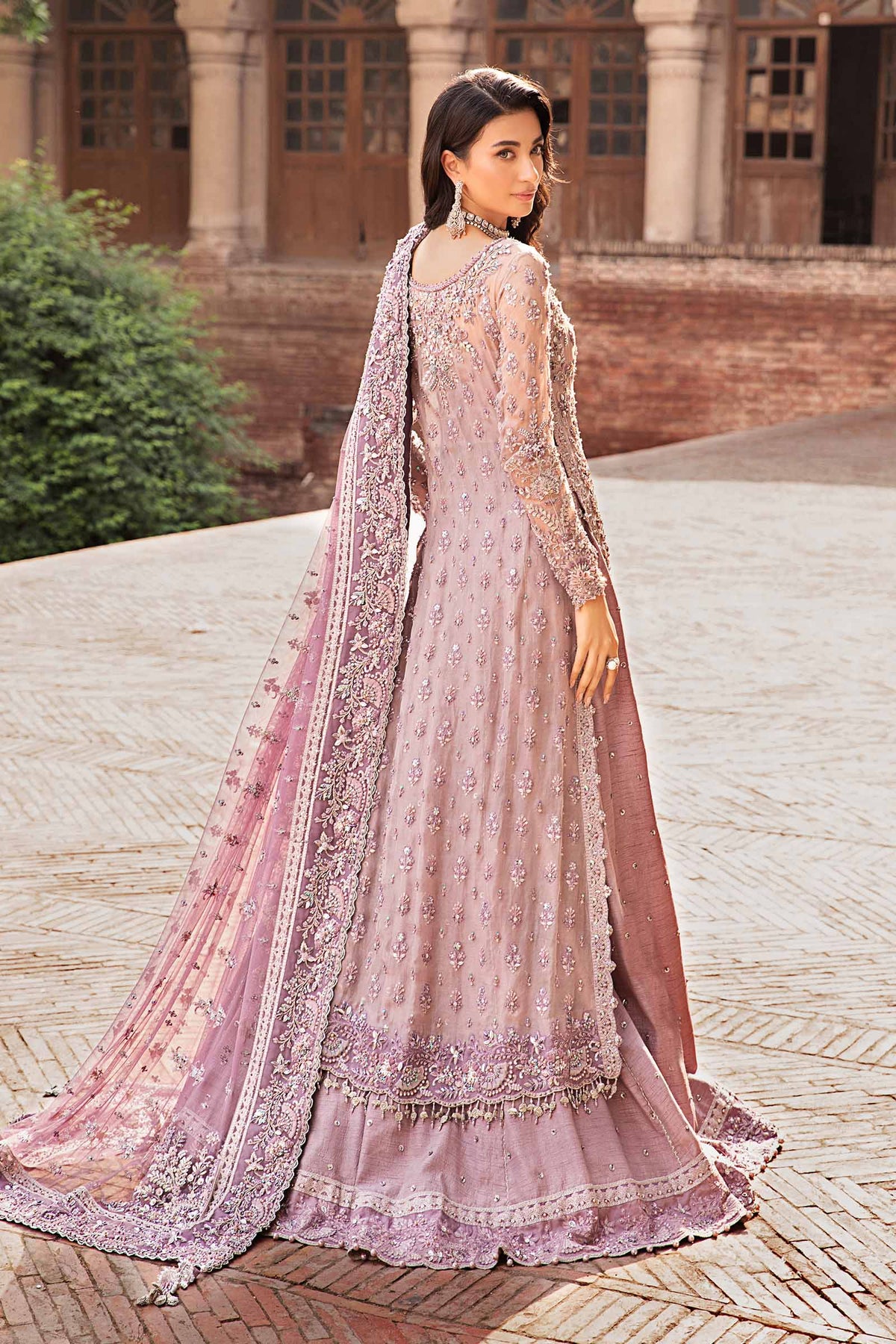 Maria B Pinar style reference, Lilac Lehenga, view 4