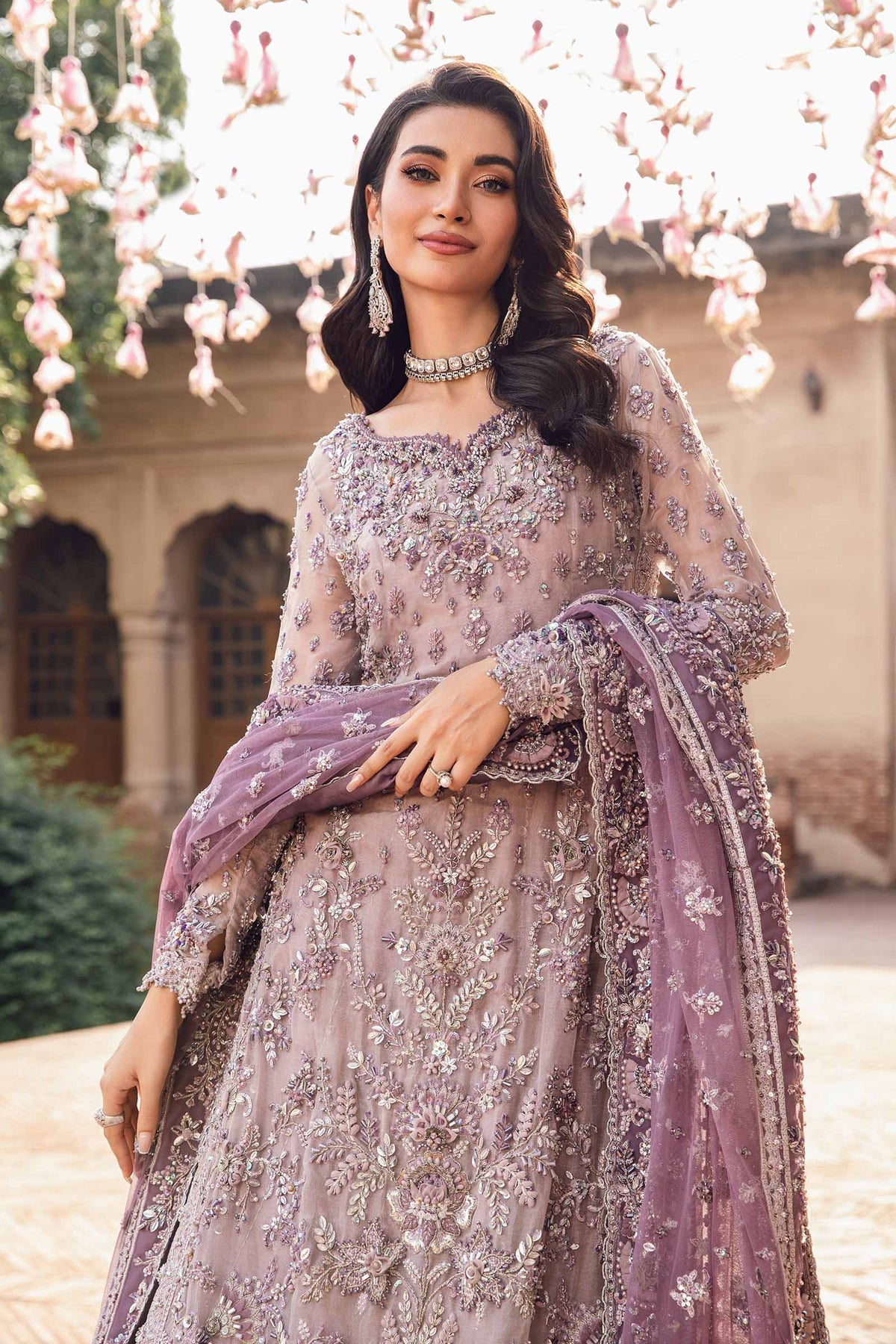 Maria B Pinar style reference, Lilac Lehenga, view 5