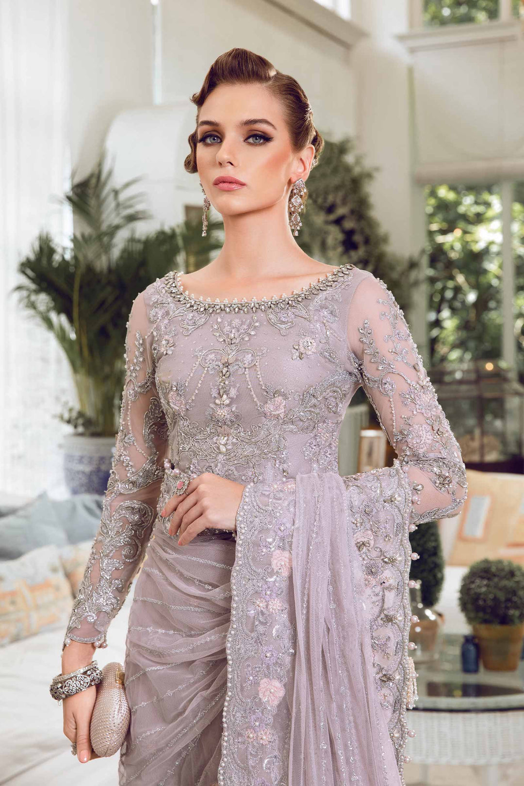 Maria B Rozanne lilac saree design reference, additional view 2