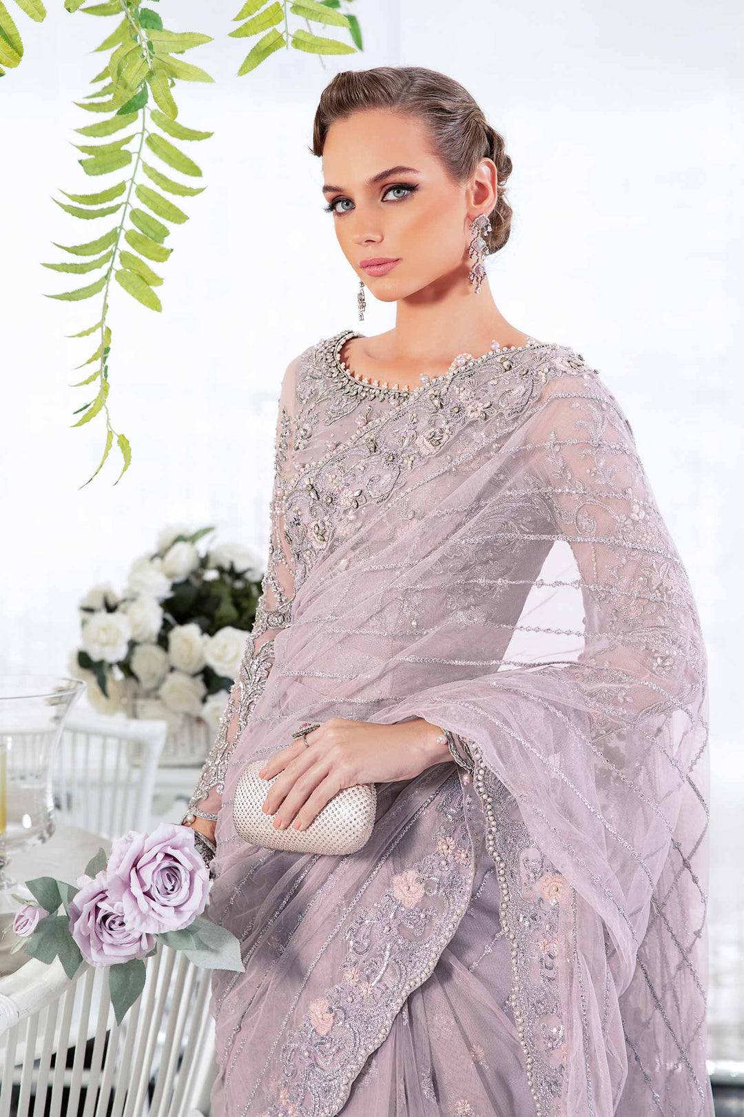 Maria B Rozanne lilac saree design reference, additional view 3
