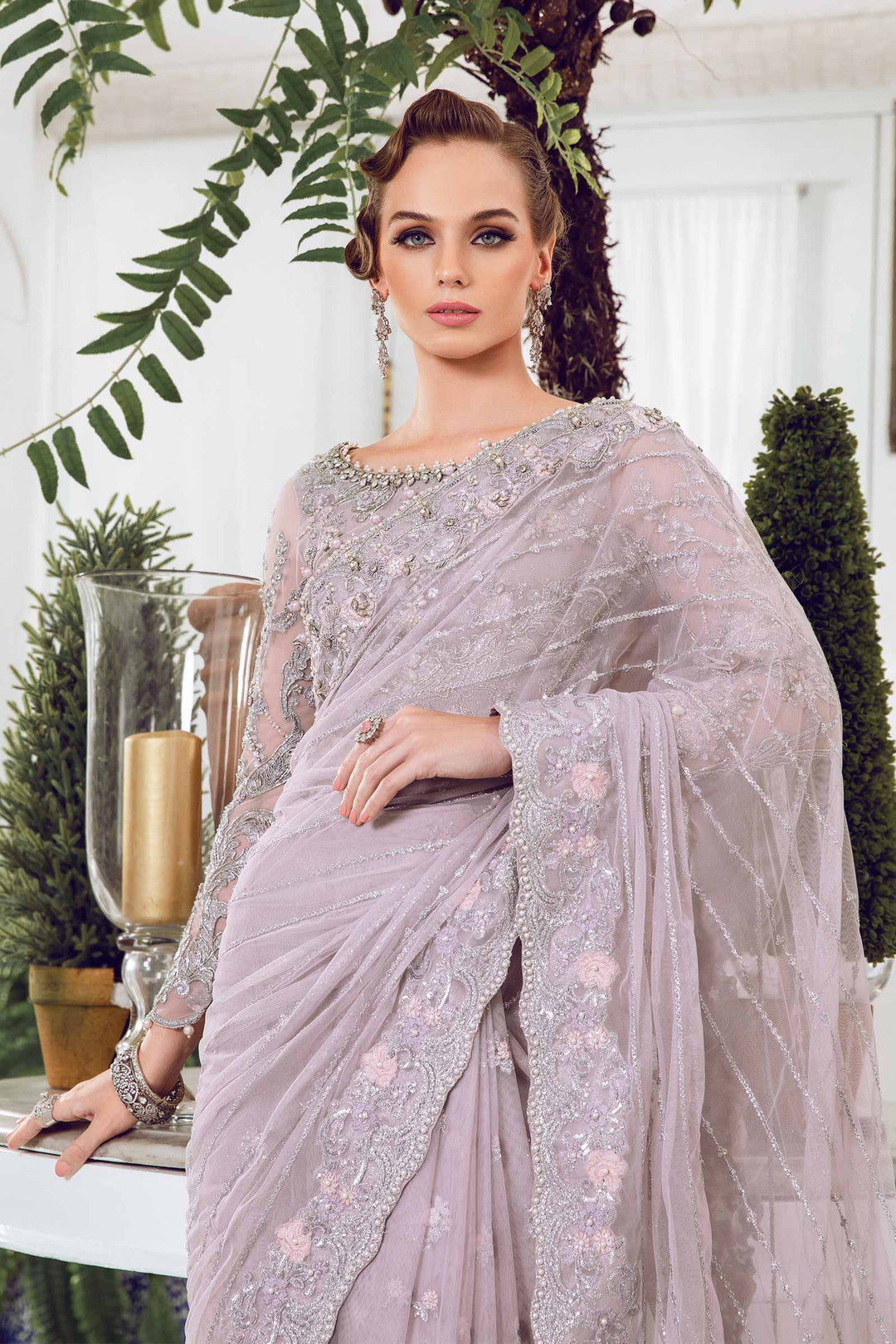 Maria B Rozanne lilac saree design reference, additional view 4