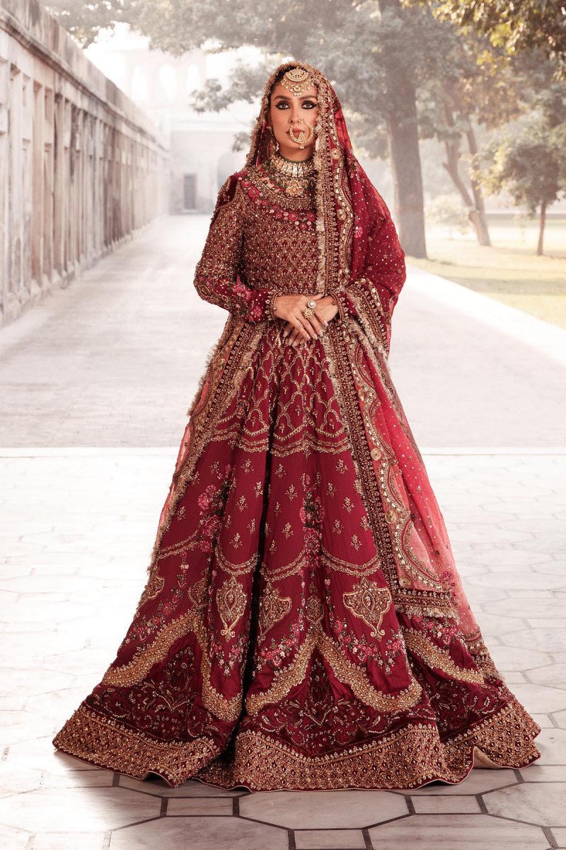 Maria B Ruzena style reference, Deep Red Bridal Lehenga, view 2