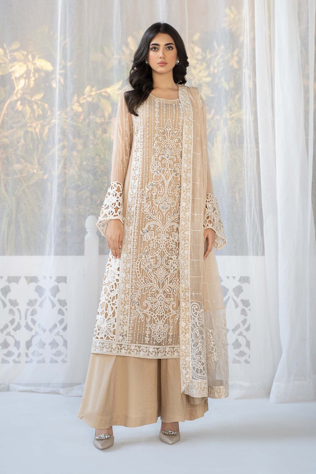 Maria B SF-EF24-67 style reference, Coffee Chiffon Suit, view 1