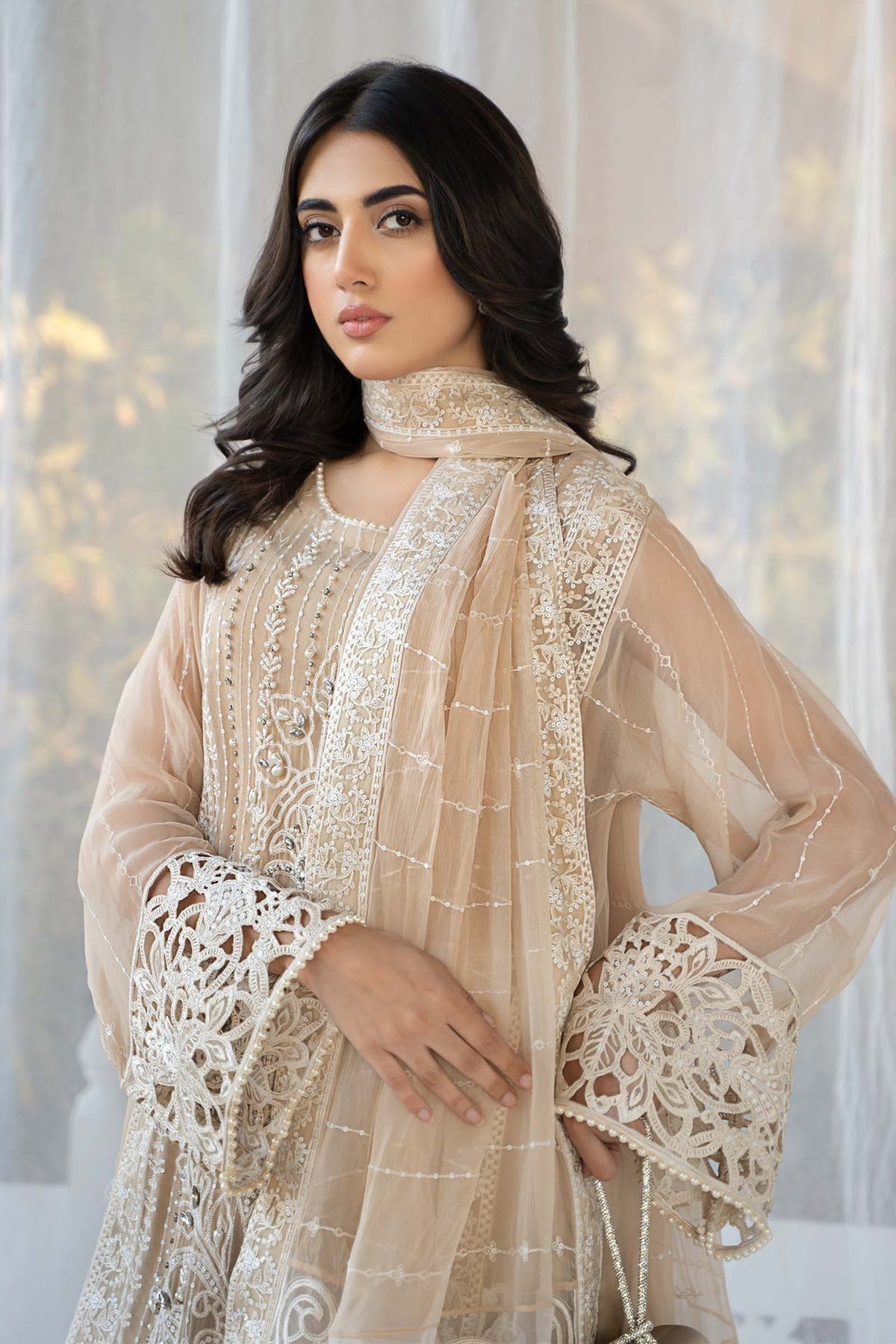Maria B SF-EF24-67 style reference, Coffee Chiffon Suit, view 2
