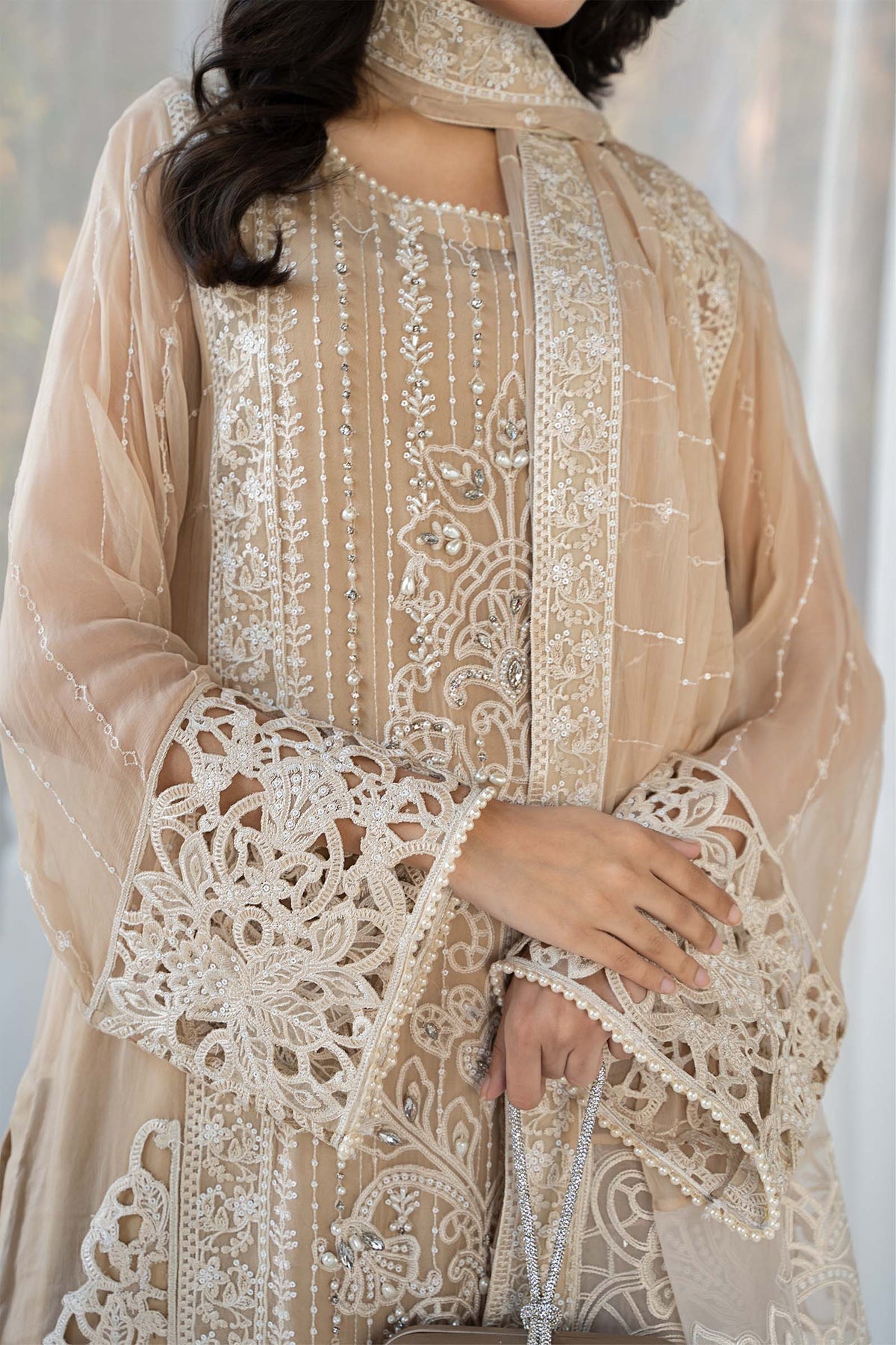 Maria B SF-EF24-67 style reference, Coffee Chiffon Suit, view 3