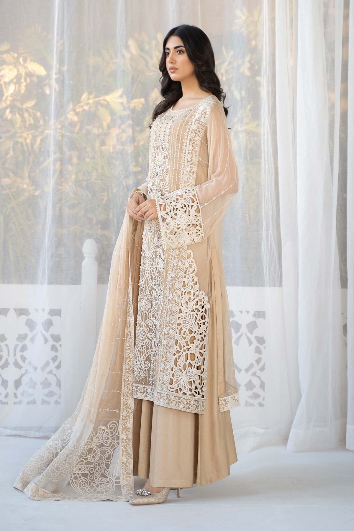 Maria B SF-EF24-67 style reference, Coffee Chiffon Suit, view 5