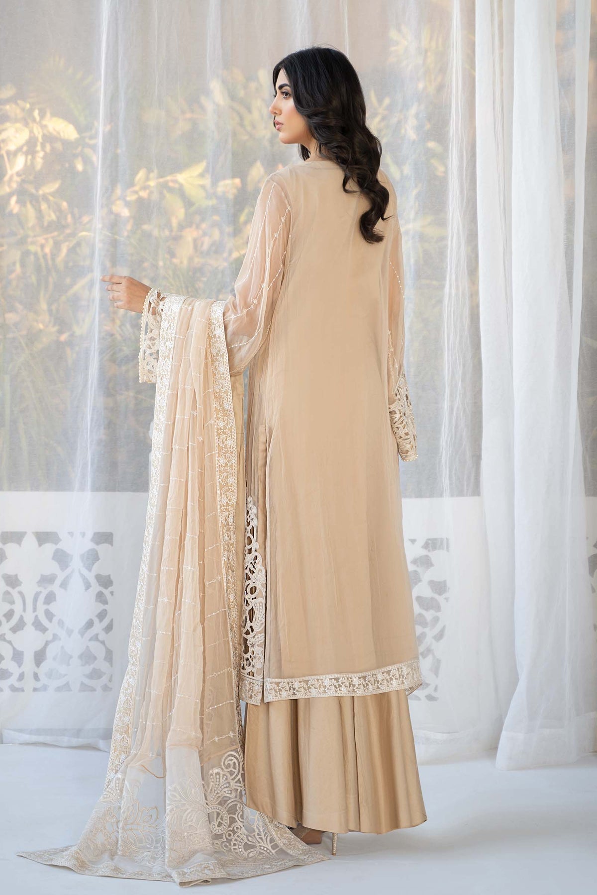Maria B SF-EF24-67 style reference, Coffee Chiffon Suit, view 6