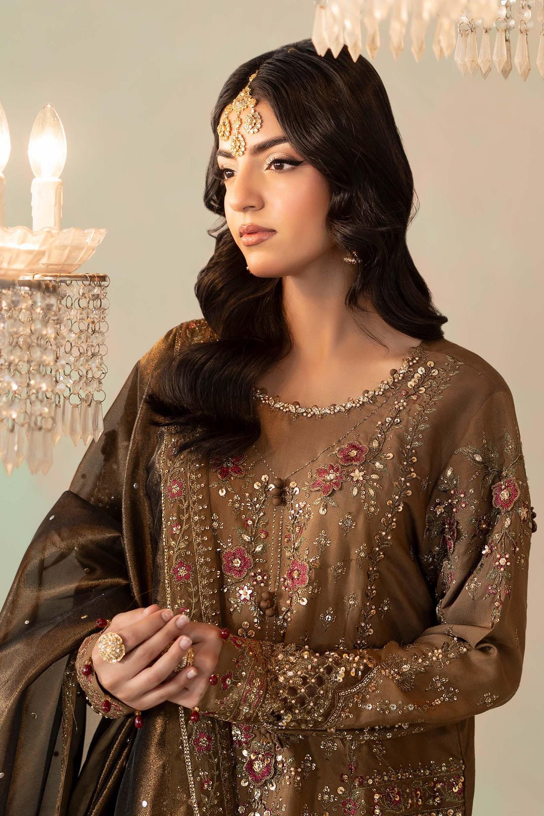 Maria B Soiree D4 style reference, Bronze and Maroon Formal Suit, view 4