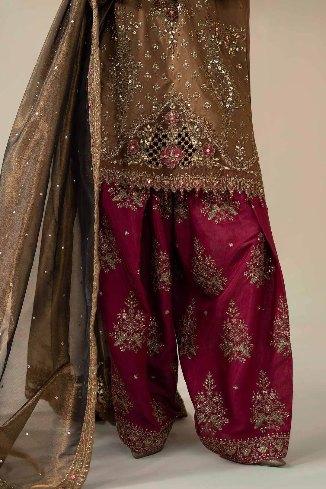 Maria B Soiree D4 style reference, Bronze and Maroon Formal Suit, view 6