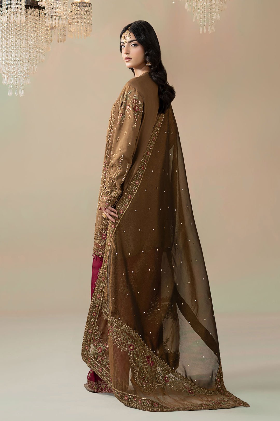 Maria B Soiree D4 style reference, Bronze and Maroon Formal Suit, view 7