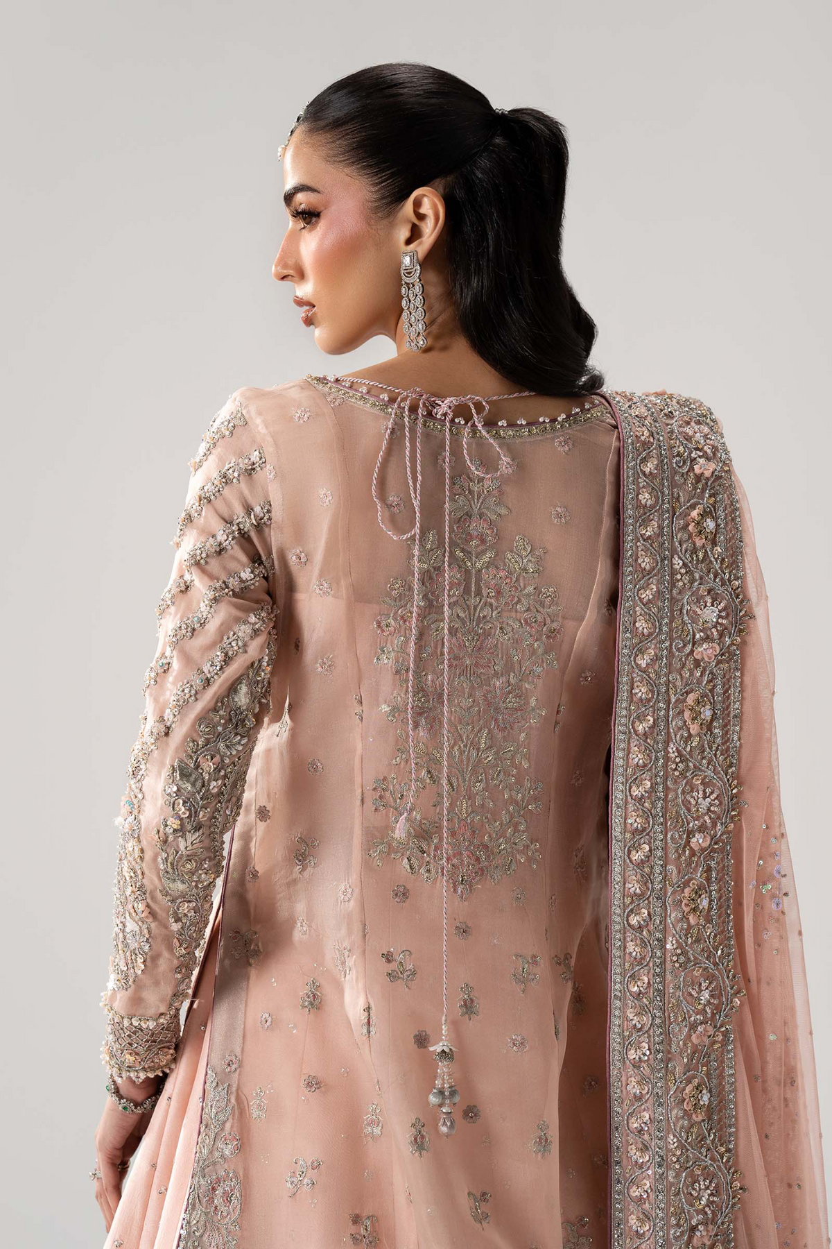 Velmira MC 26V1 13 Powder Pink back embroidery and dupatta detail